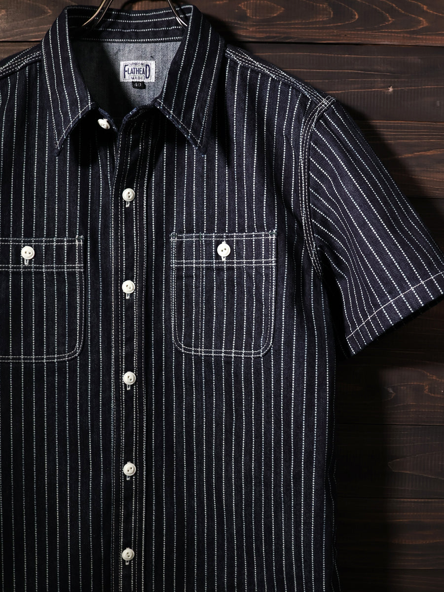 FN-SDK-702S 10oz DENIM WABASH WORK S/S SHIRT - INDIGO
