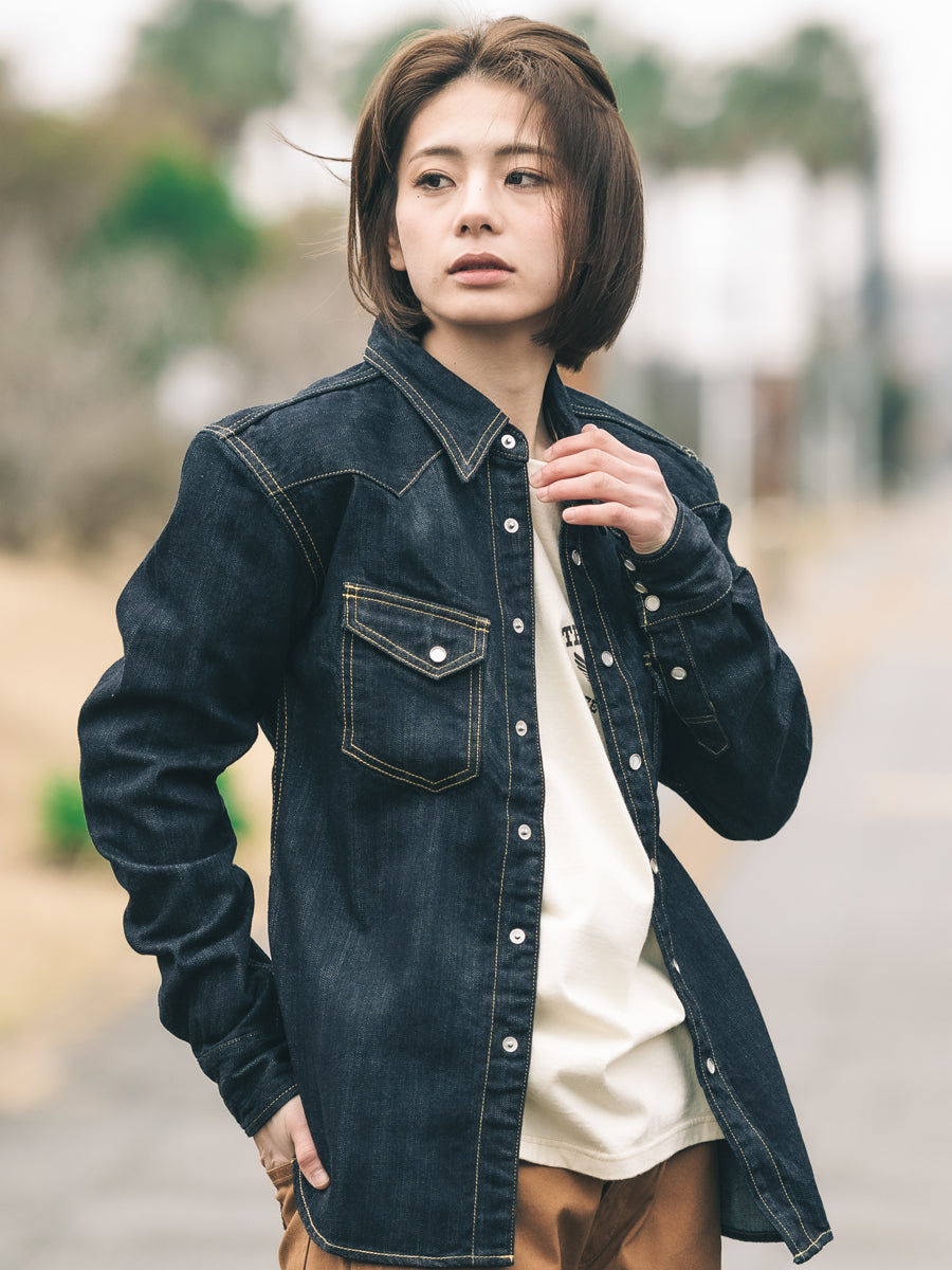 FN-SDW-001L DENIM WESTERN SHIRT - BLUE