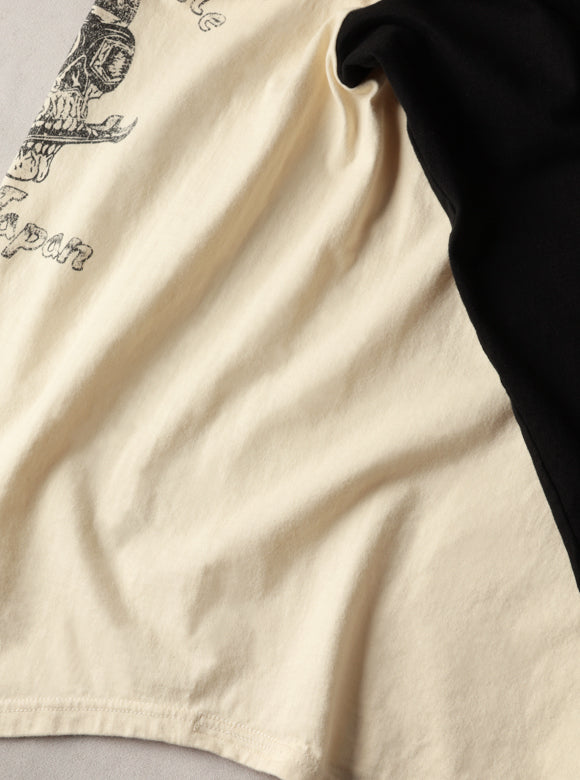 FN-TSRB-004 RAGLAN Q/S T-SHIRT - CUSTOM CYCLE - IVOLY/BLACK