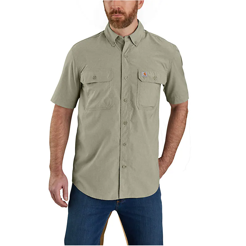 FORCE RELAXED FIT LIGHTWEIGHT SHORT-SLEEVE SHIRT - BURNT OLIVE