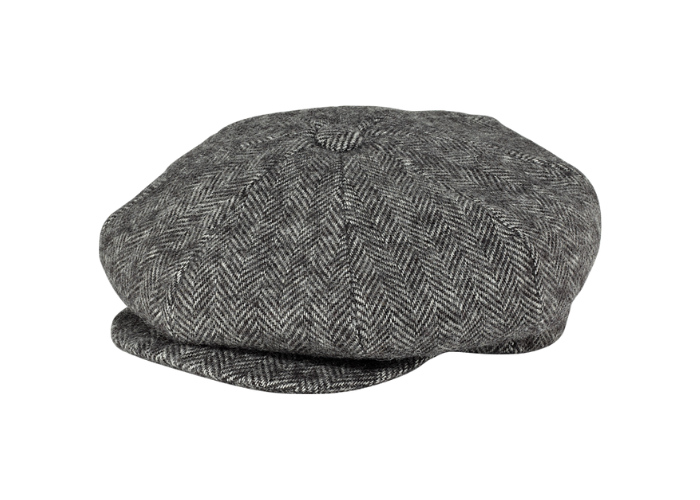 HERRINGBONE NEWSBOY CAP - GREY