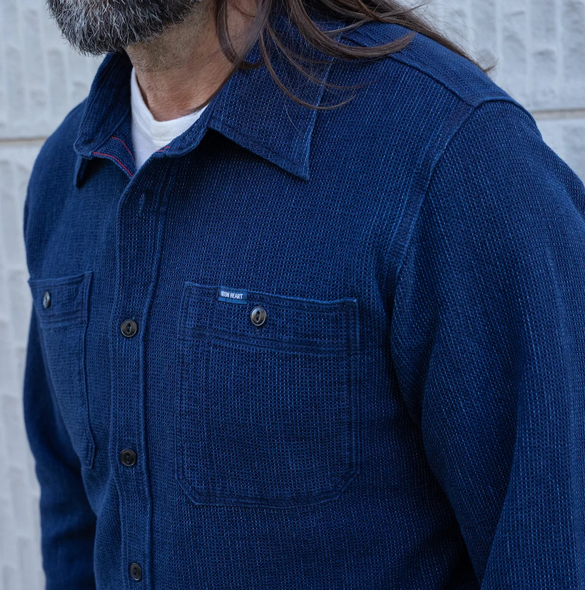 IHSH-96 Waffle Work Shirt - INDIGO