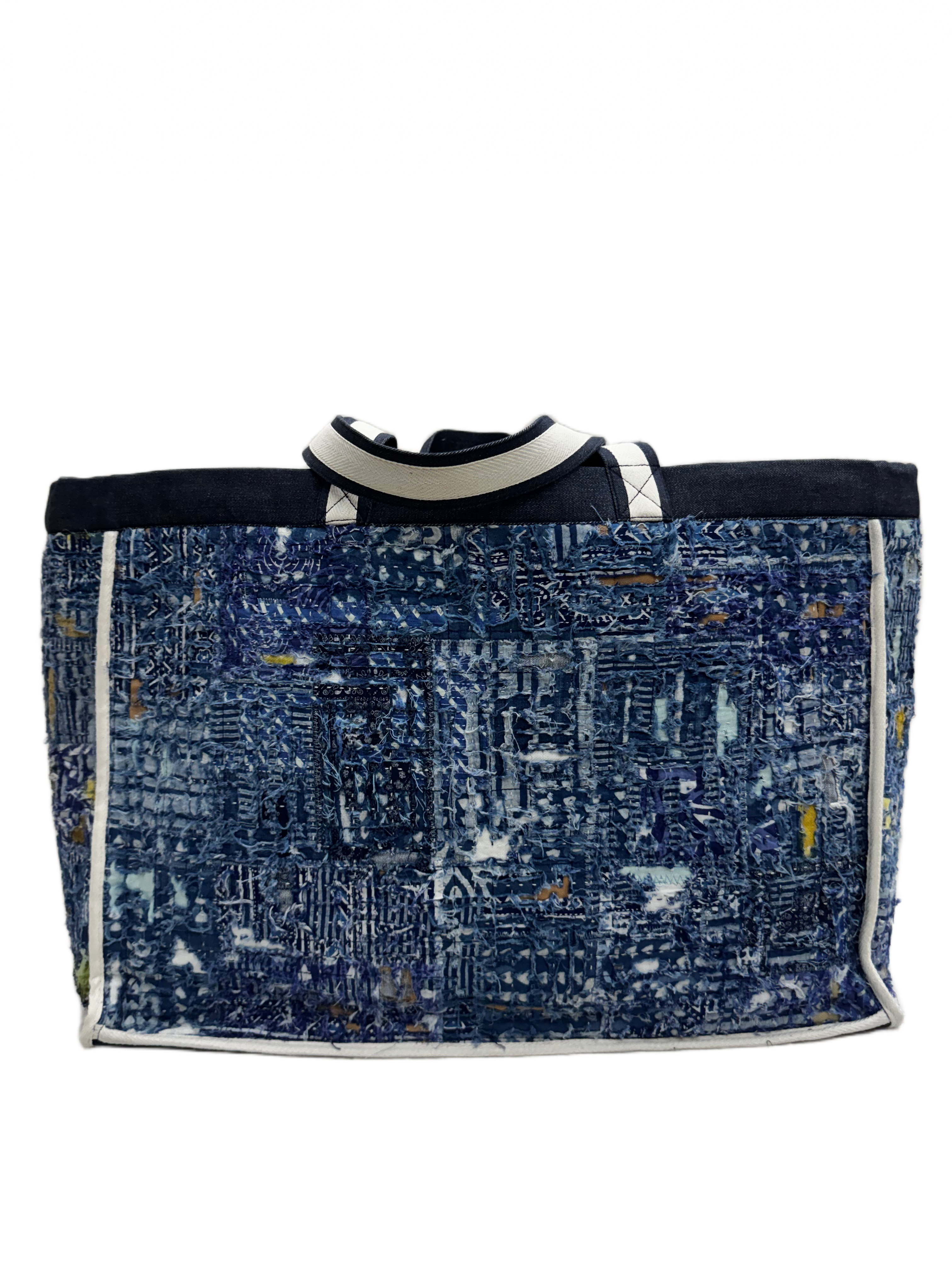 AK/PR/LOT3/ACC/035 The XXL Denim All-Over Distressed Boro Tote - BLUE