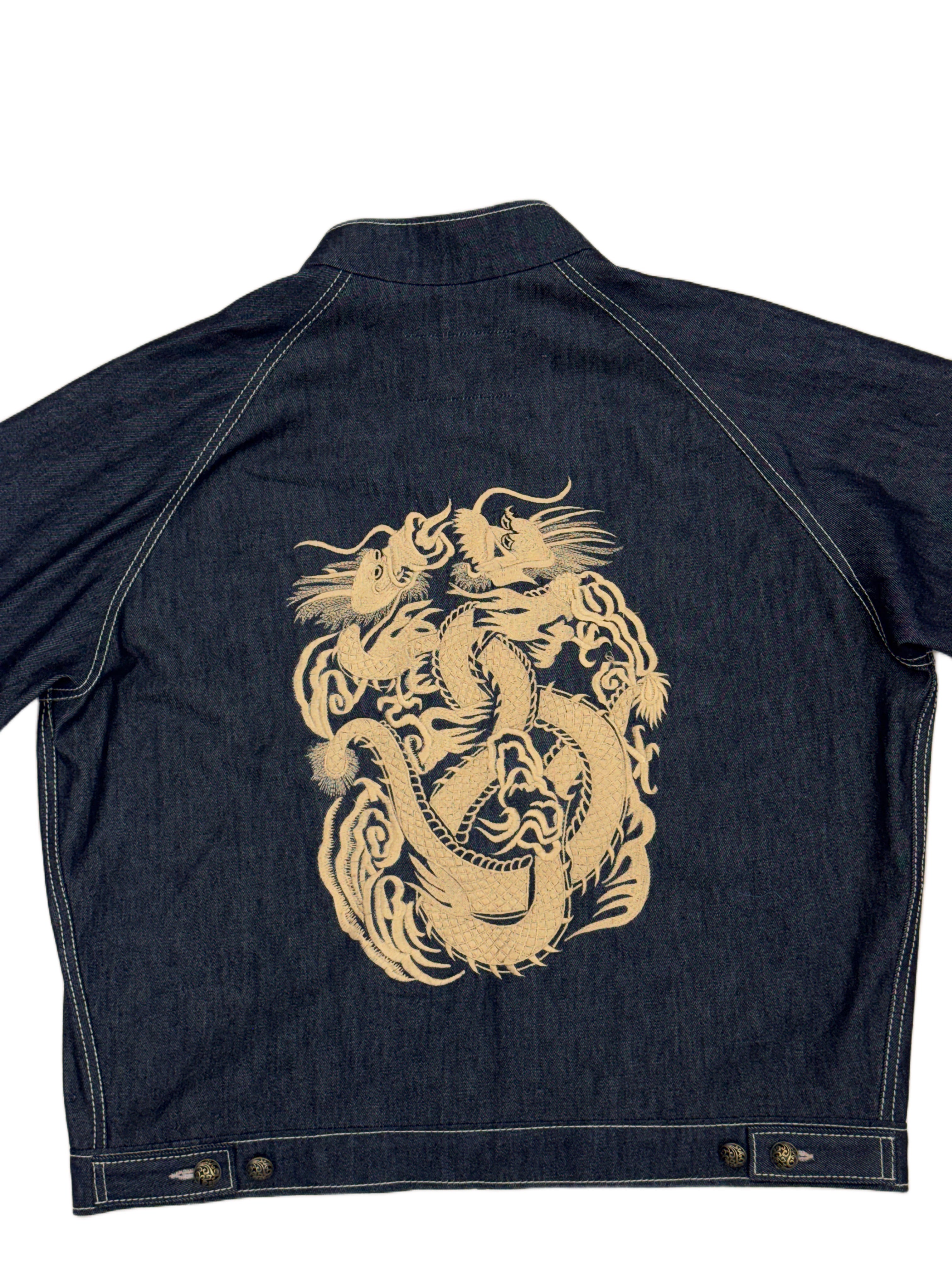 AK/PR/LOT3/JKT/053 AK OG Golden Dragon Denim Souvenir Jacket - INDIGO