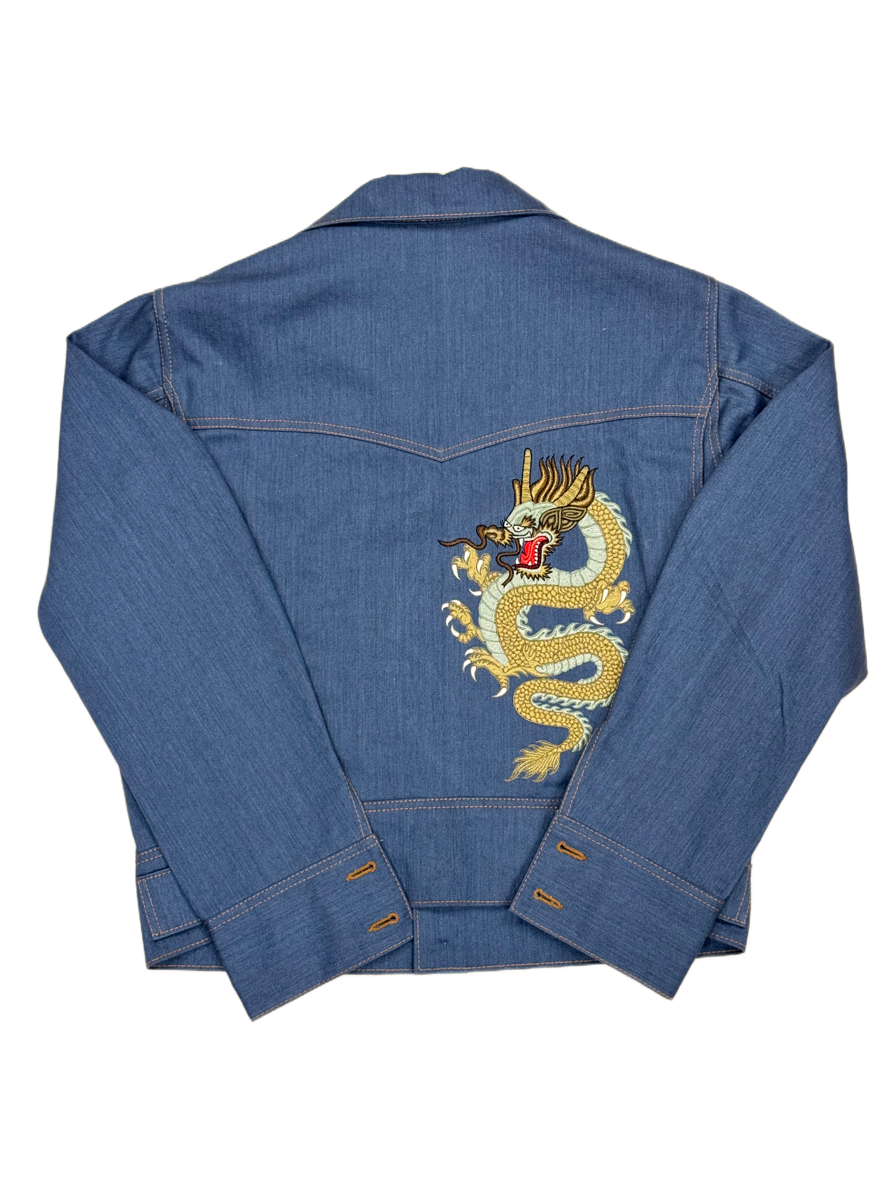 AK/PR/LOT3/JKT/050 Biker Vent Pleated Dragon Bomber Jacket in Japanse Selvedge Denim - BLUE