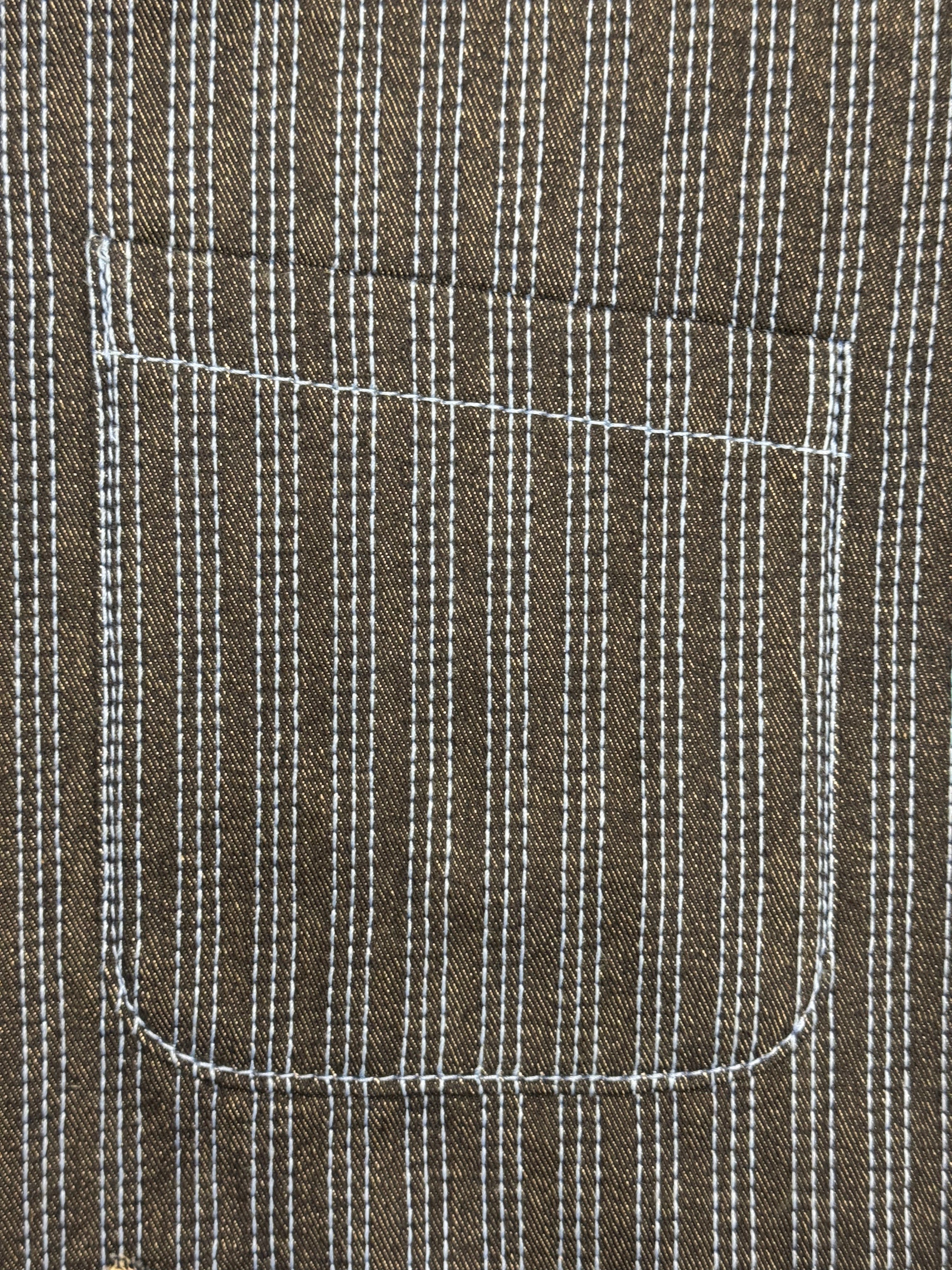 AK/PR/LOT3/JKT/055 All-Over Linear Chainstitch Denim Jacket with White Phoenix - BLUE