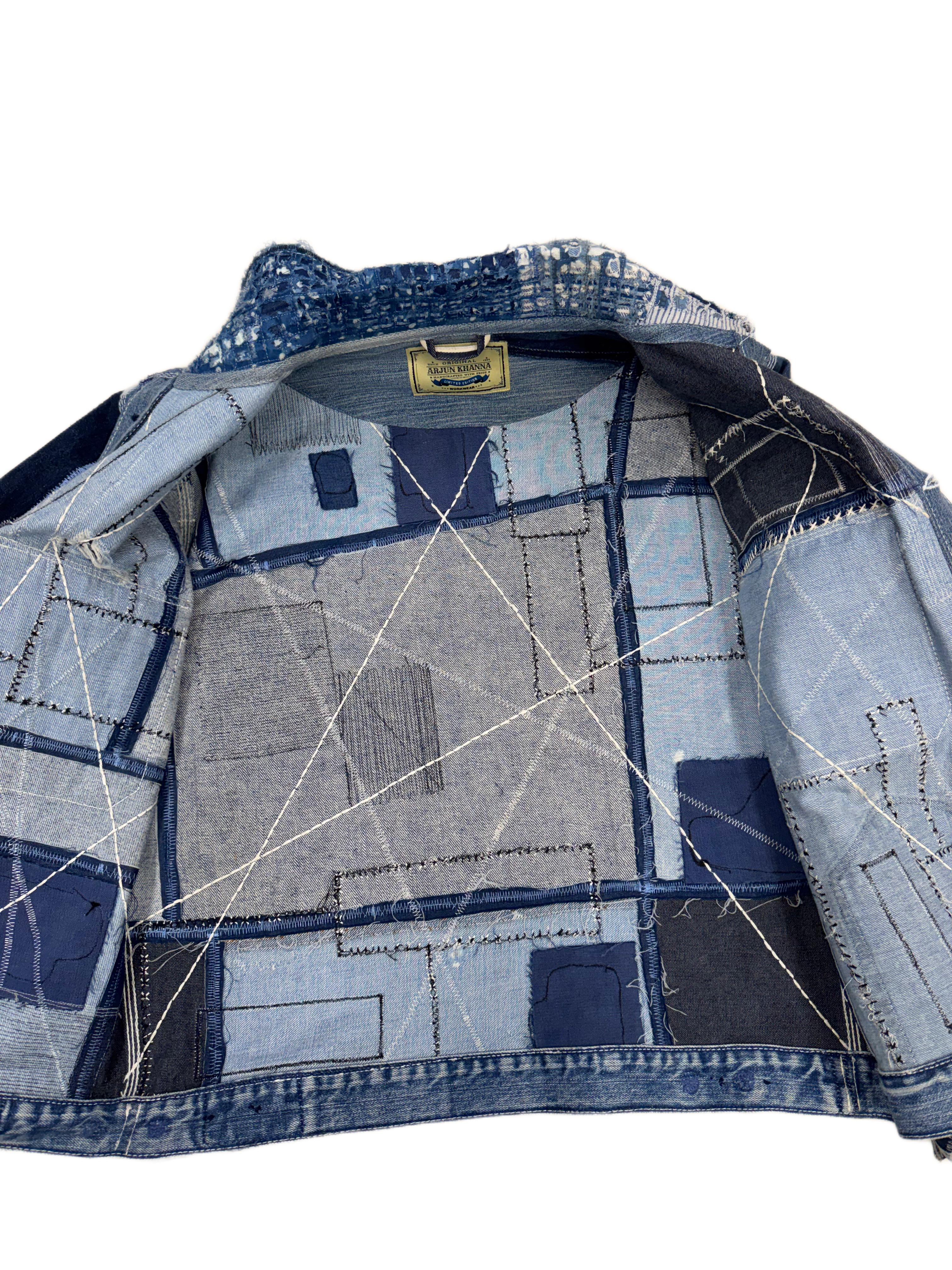 AK/PR/LOT3/JKT/046 All-Over Patchwork, Boro & Sashiko Denim Jacket - BLUE