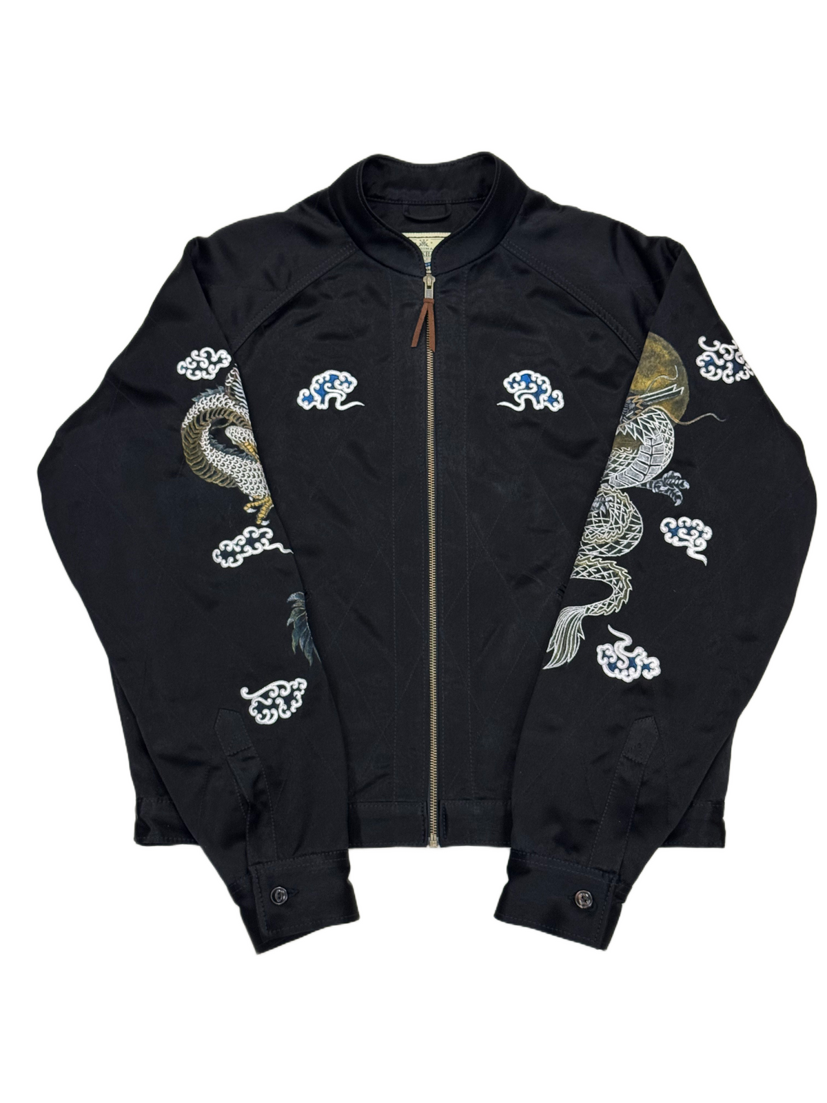 AK/PR/LOT3/JKT/054 Black Satin Hand Painted Dragon Souvenir Jacket - B