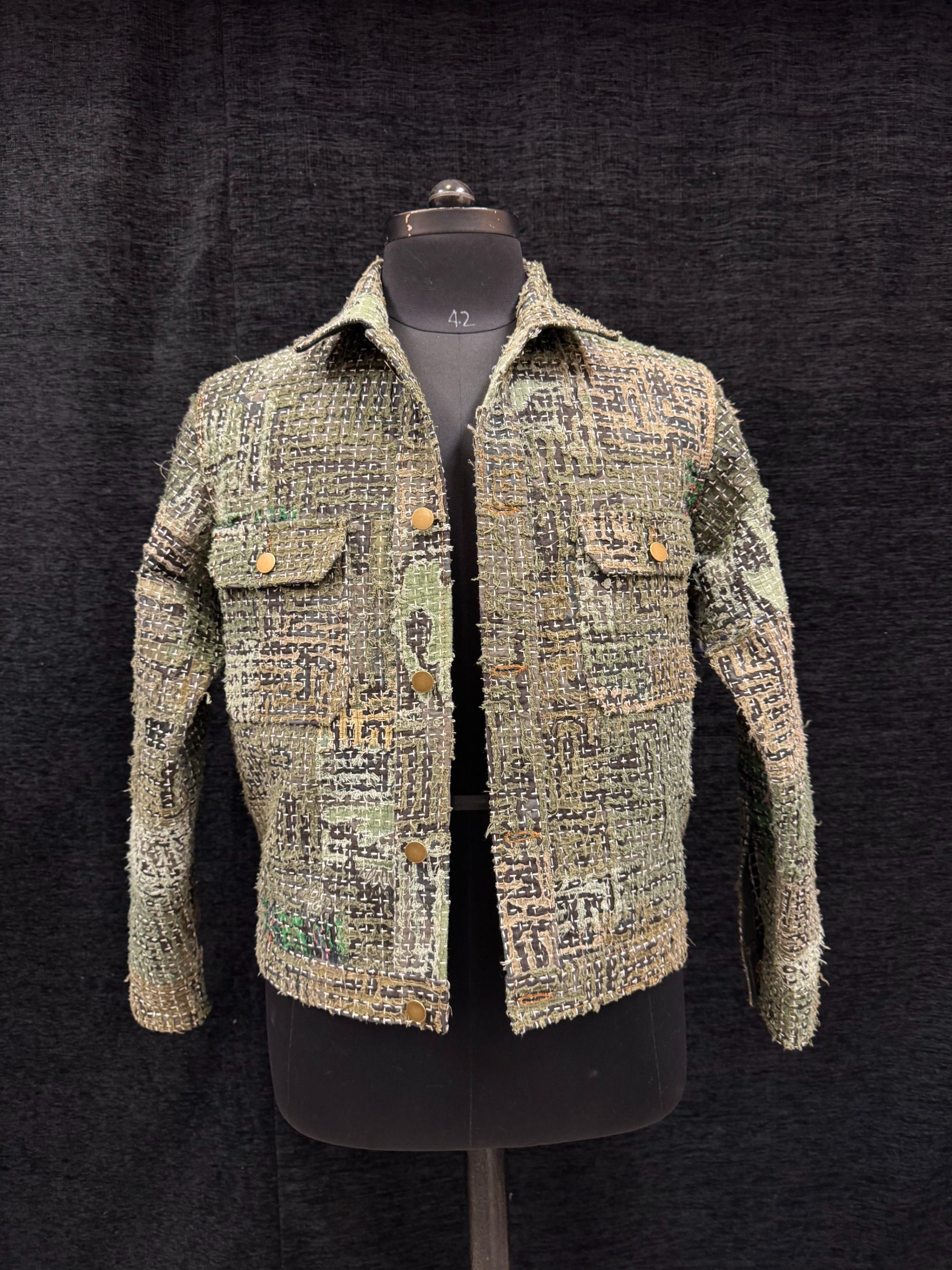 AK/PR/LOT4/JKT/060 Camo II Boro Denim Jacket - GREEN