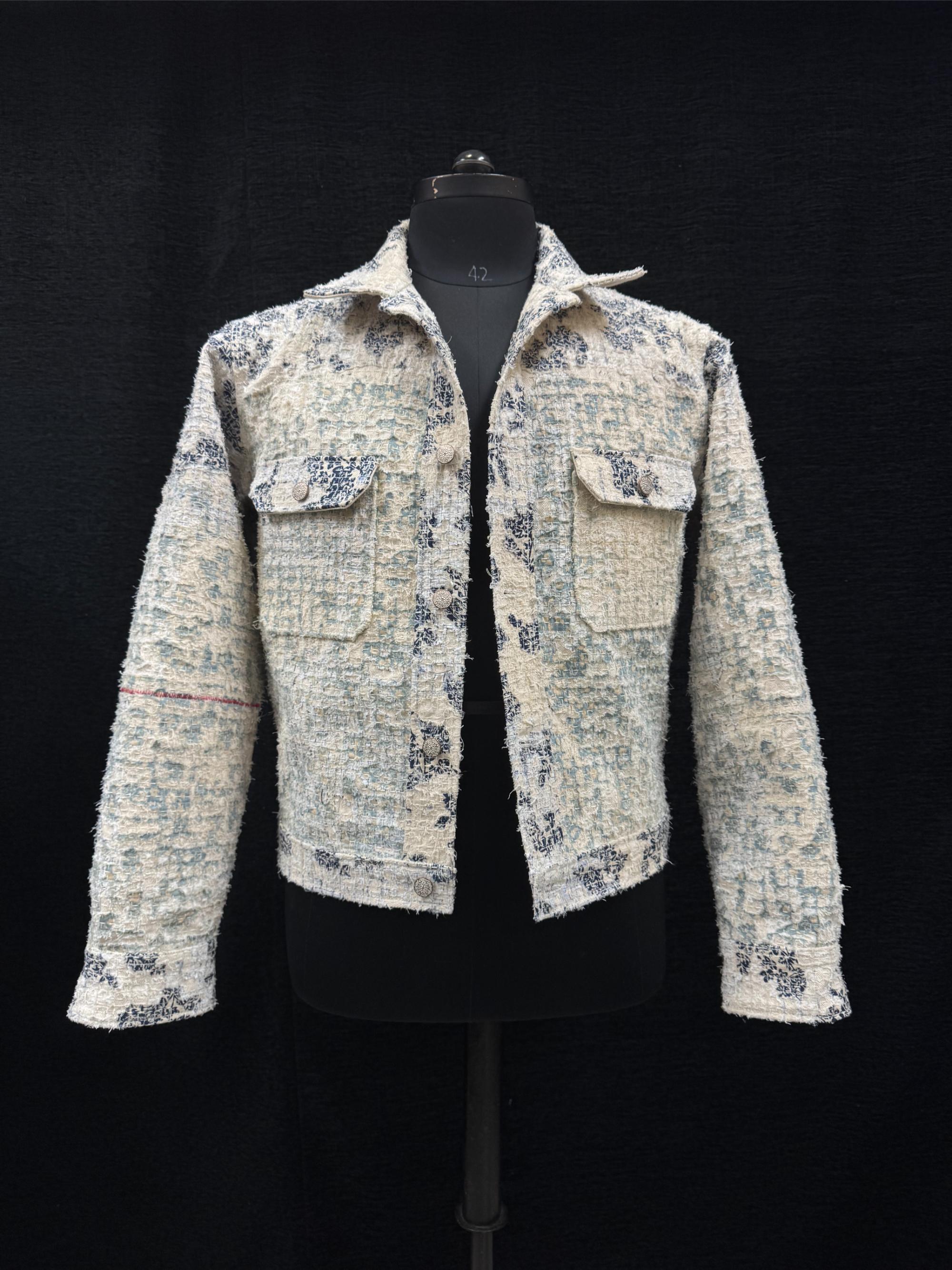 AK/PR/LOT4/JKT/057 White Boro Denim Jacket - WHITE