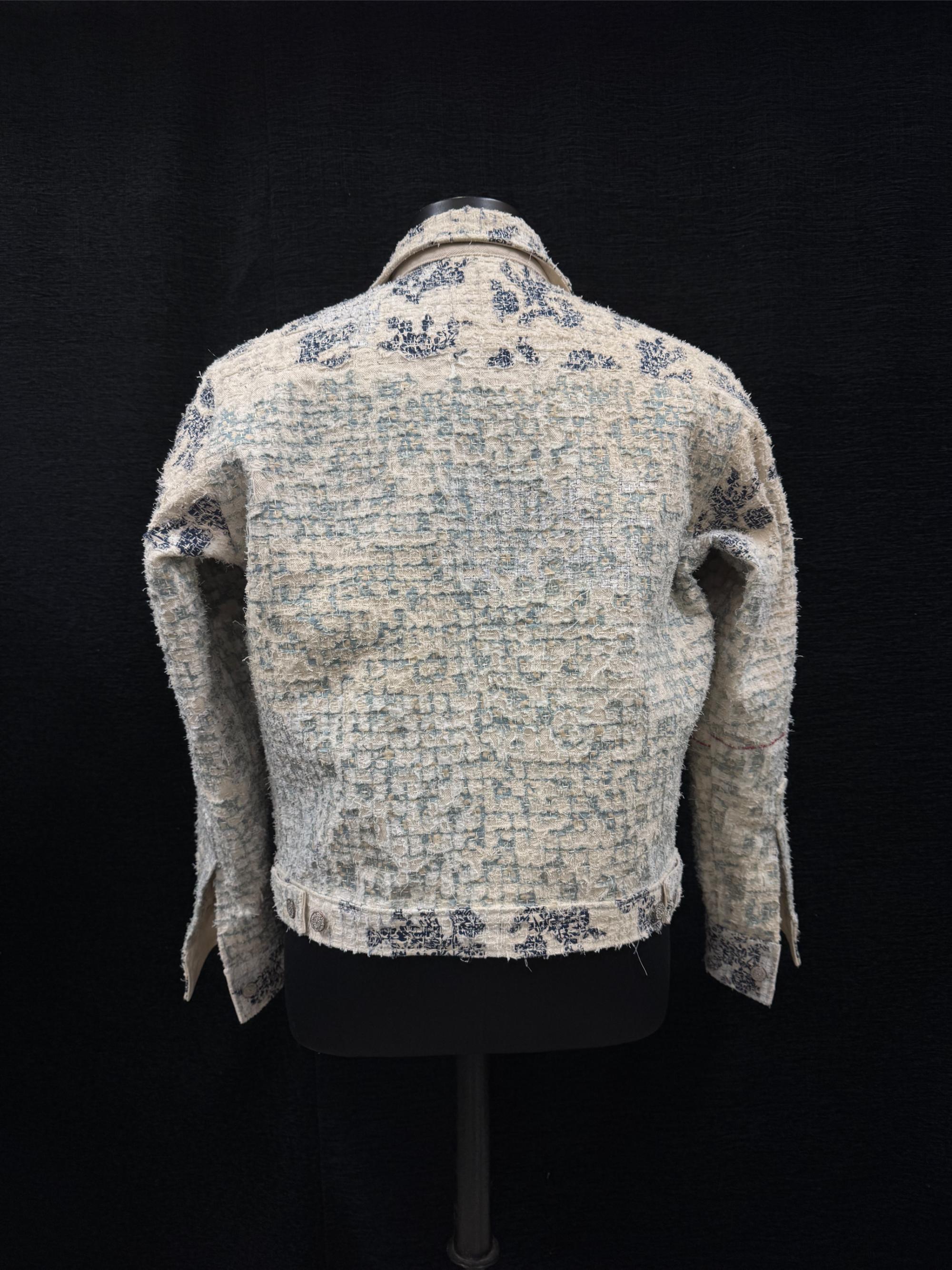 AK/PR/LOT4/JKT/057 White Boro Denim Jacket - WHITE