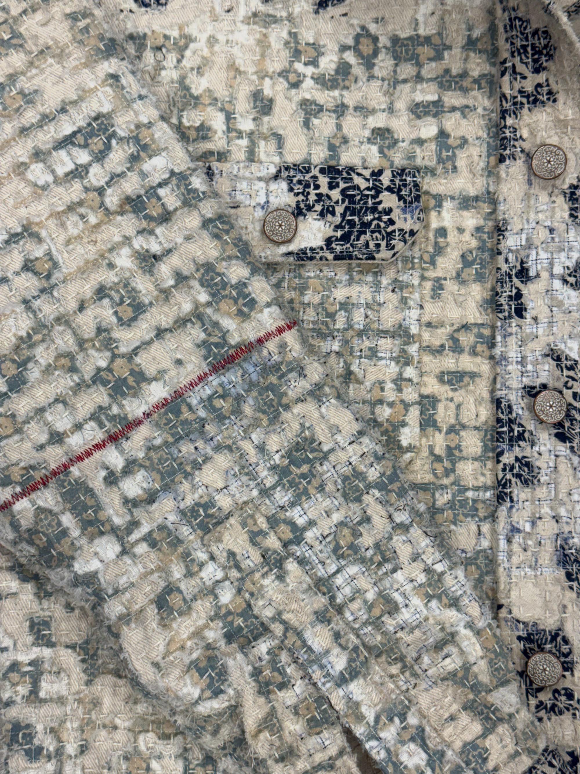 AK/PR/LOT4/JKT/057 White Boro Denim Jacket - WHITE