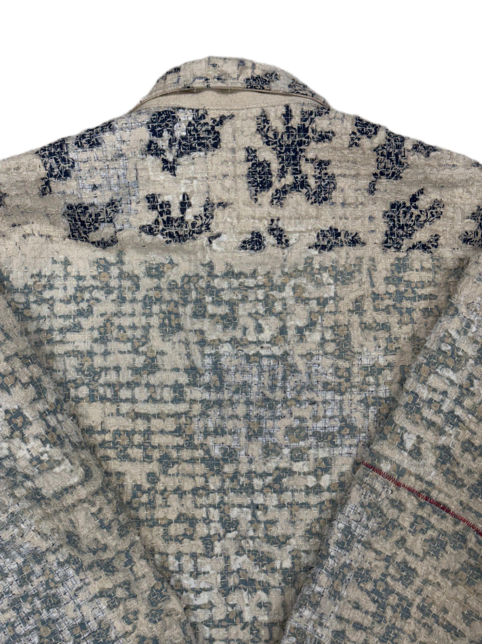 AK/PR/LOT4/JKT/057 White Boro Denim Jacket - WHITE