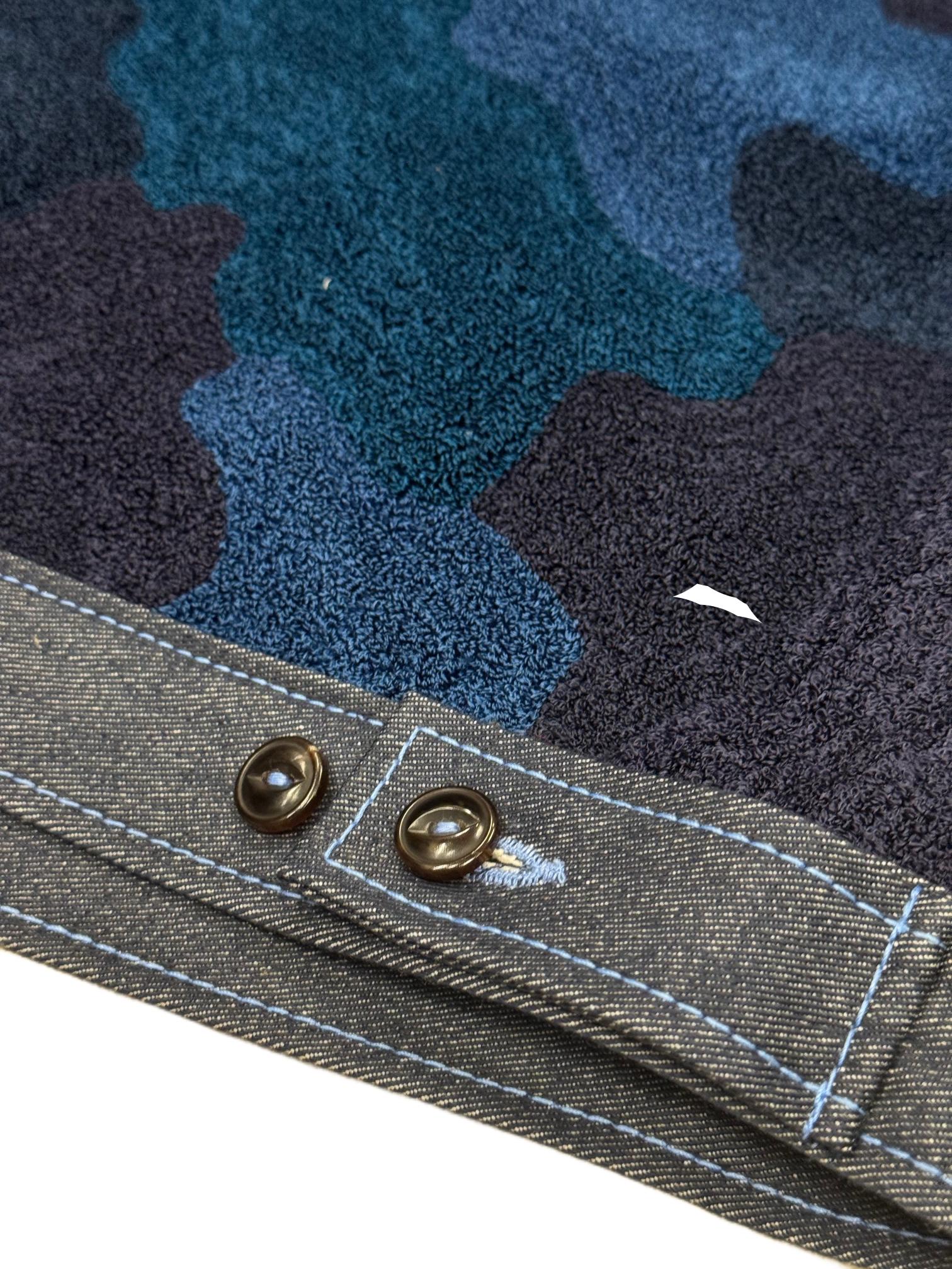 AK/PR/LOT4/JKT/061 Blue Hand Chainstitch Embroidered Camo Denim Jacket - BLUE