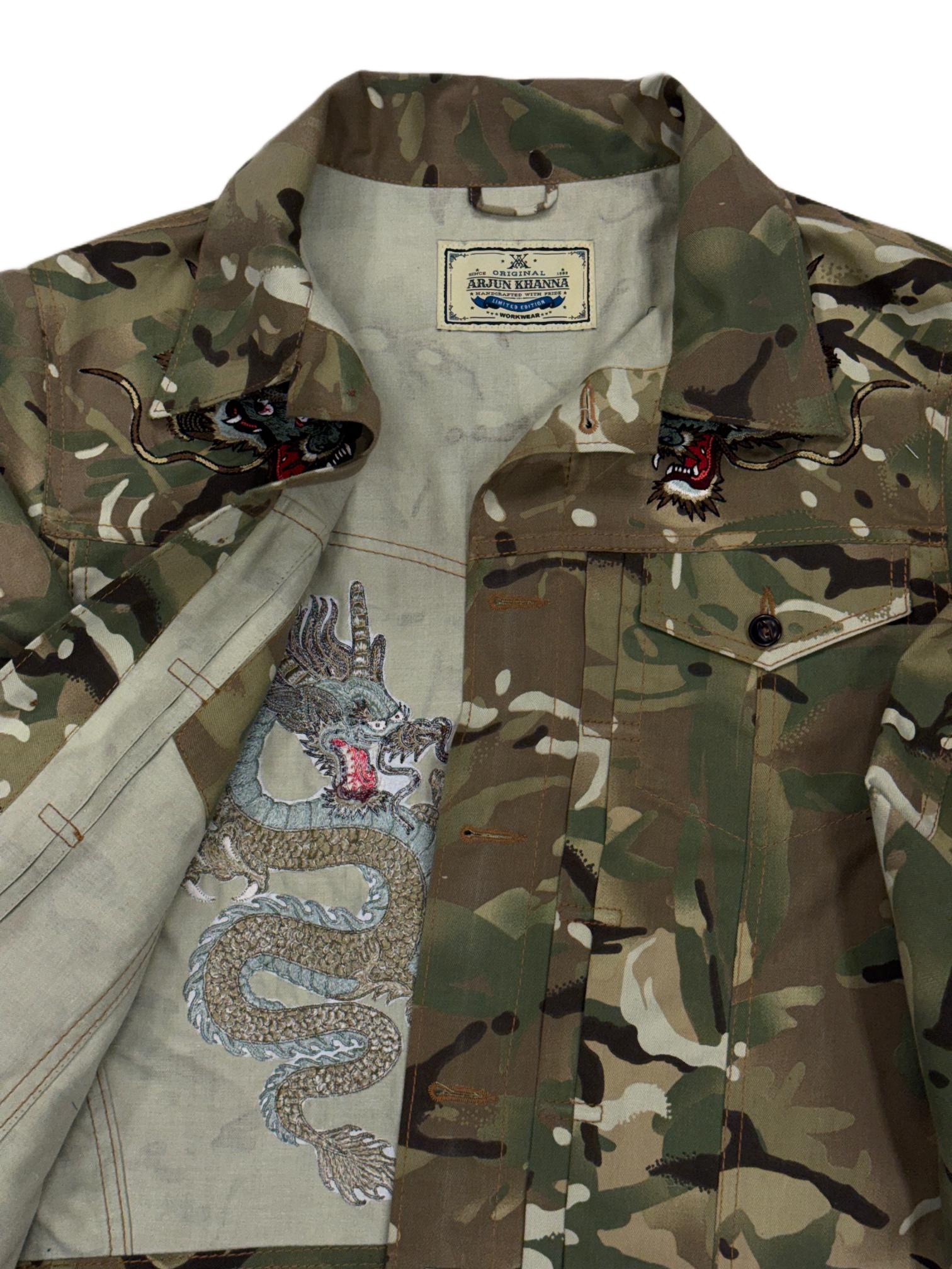 AK/PR/LOT4/JKT/064 Biker Vent Pleated Dragon Bomber Jakcet - GREEN-CAMO