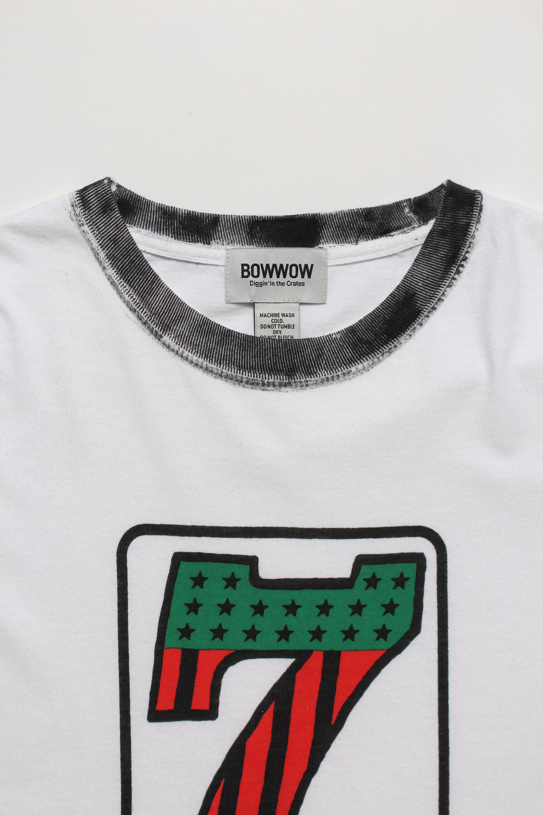 #7 VINYL TRIM TEE - WHITExBLACK