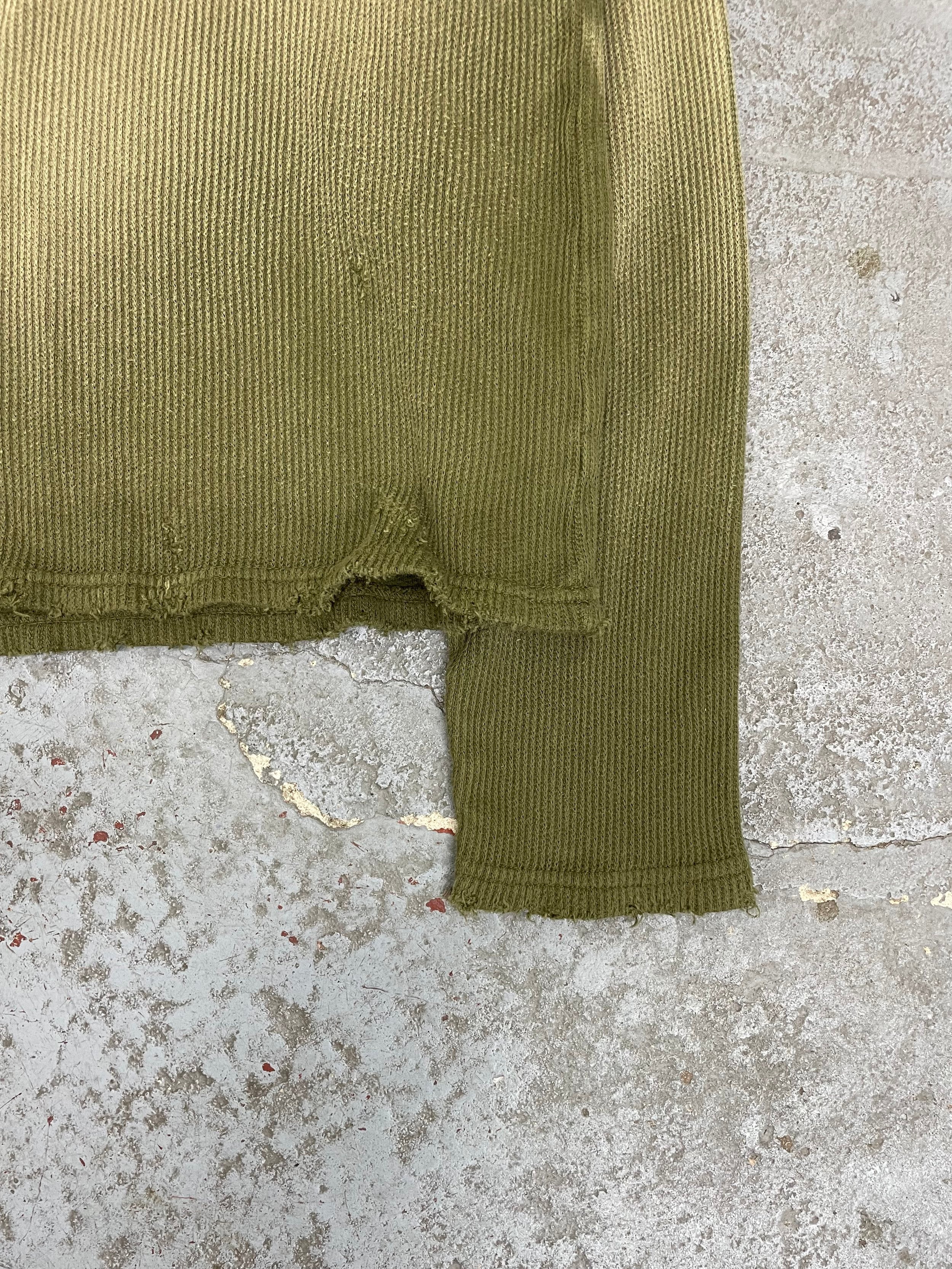 OVERSIZED CROP WAFFLE KNIT - AGED MILITARY GREEN
