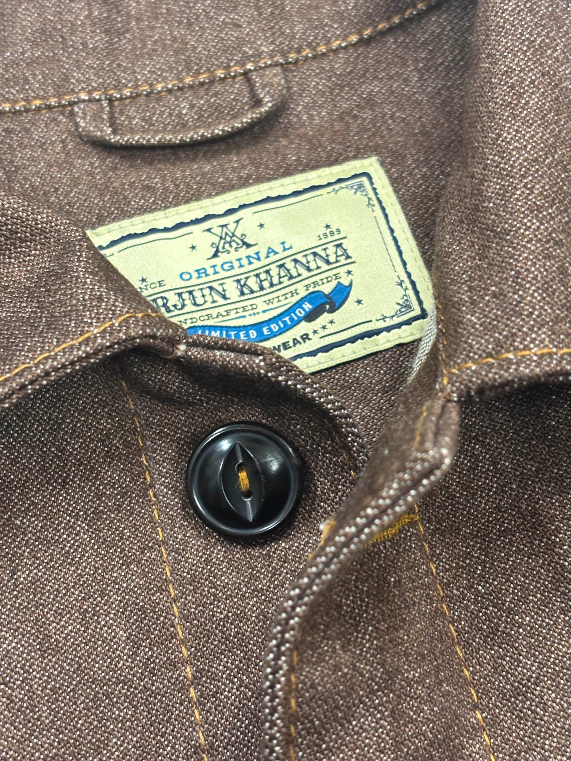 AK/PR/LOT2/JKT/042 Denim Document Jacket with curved yoke and White selvedge - BROWN
