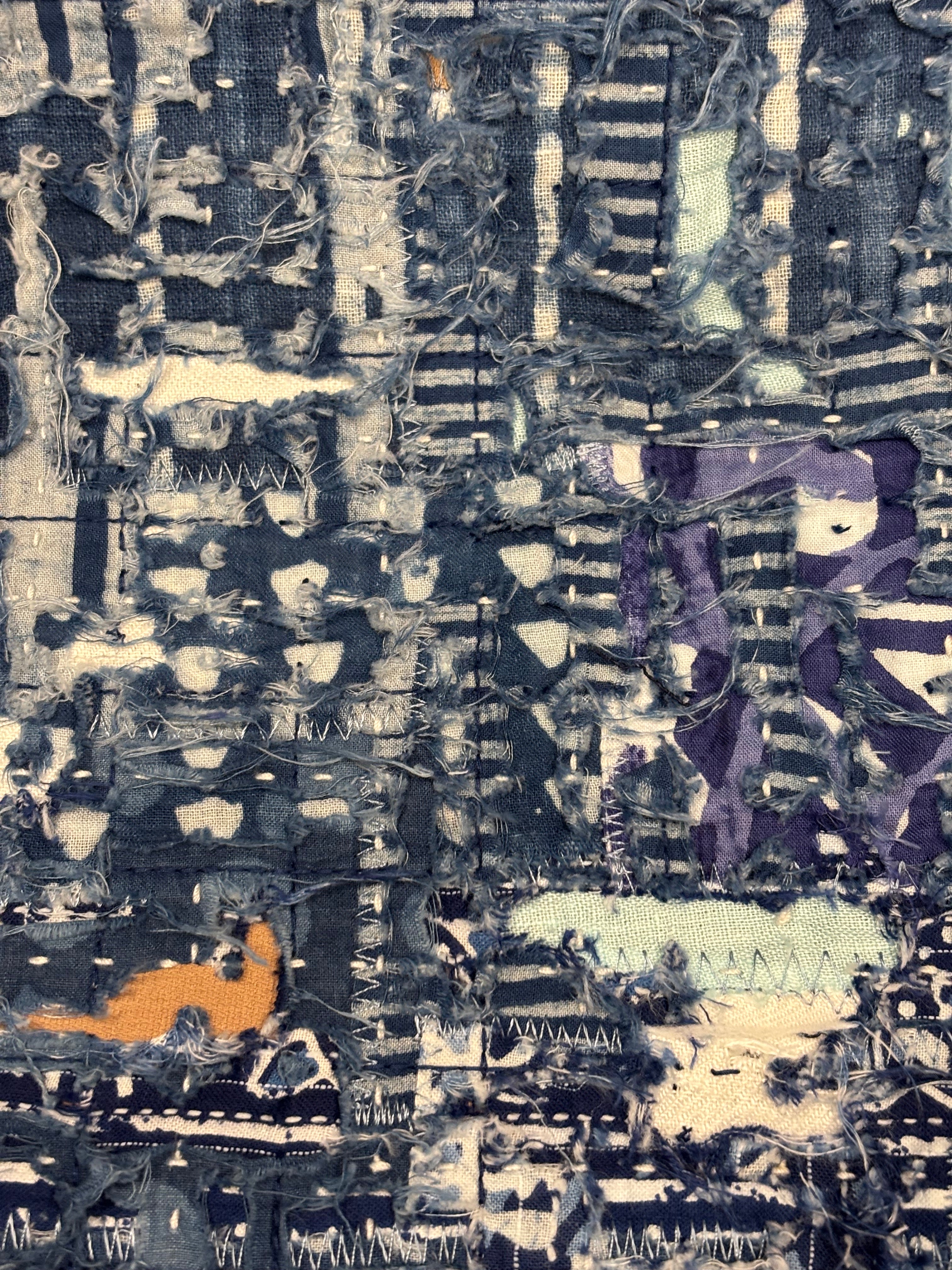 AK/PR/LOT3/ACC/035 The XXL Denim All-Over Distressed Boro Tote - BLUE