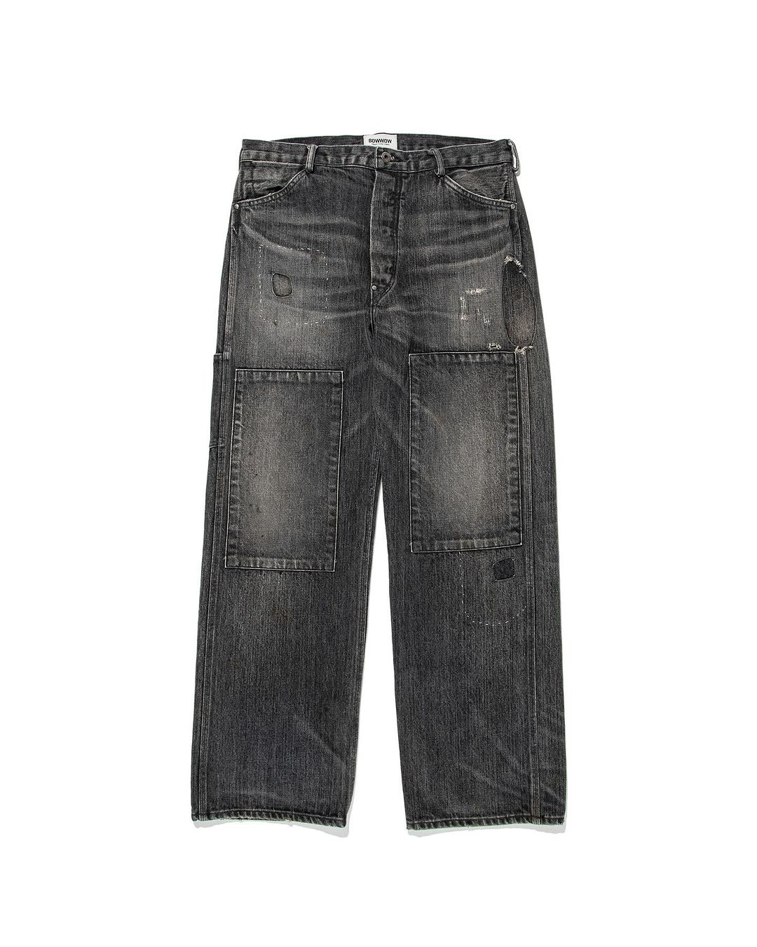 30S BLACK DENIM PANTS REPAIRED - BLACK AGING