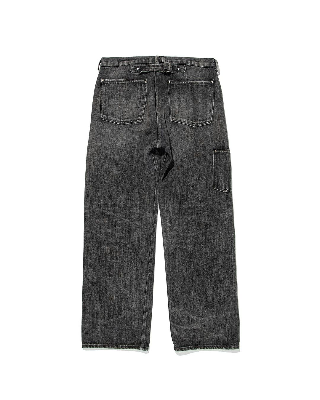 30S BLACK DENIM PANTS REPAIRED - BLACK AGING