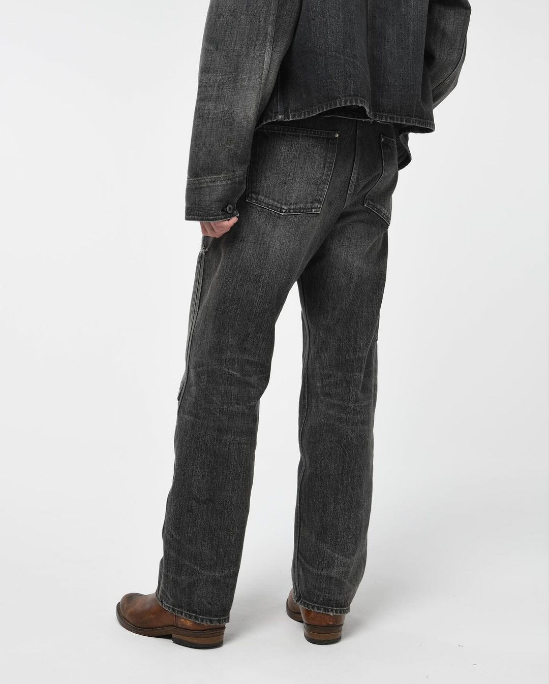 30S BLACK DENIM PANTS REPAIRED - BLACK AGING