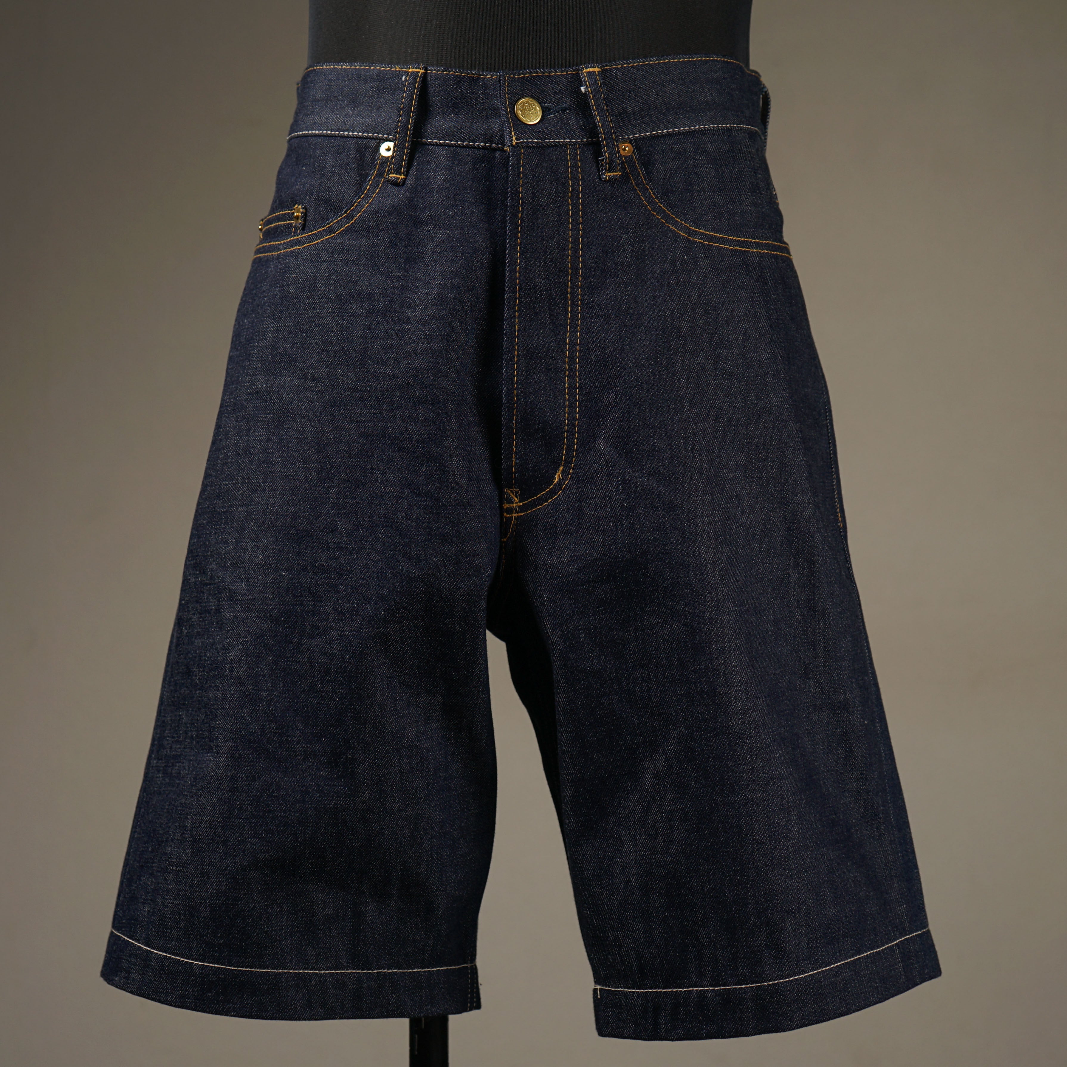 THUG - DENIM SHORTS IRON CROSS - INDIGOxIVORY
