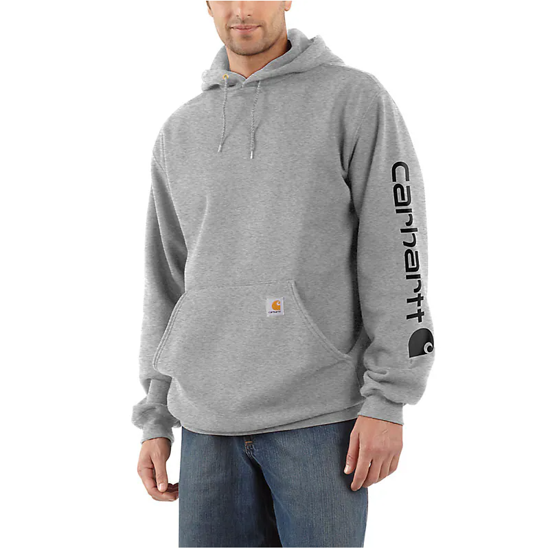 LOOSE FIT MIDWEIGHT LOGO SLEEVE GRAPHIC SWEATSHIRT - HEATHER GRAY/BLACK