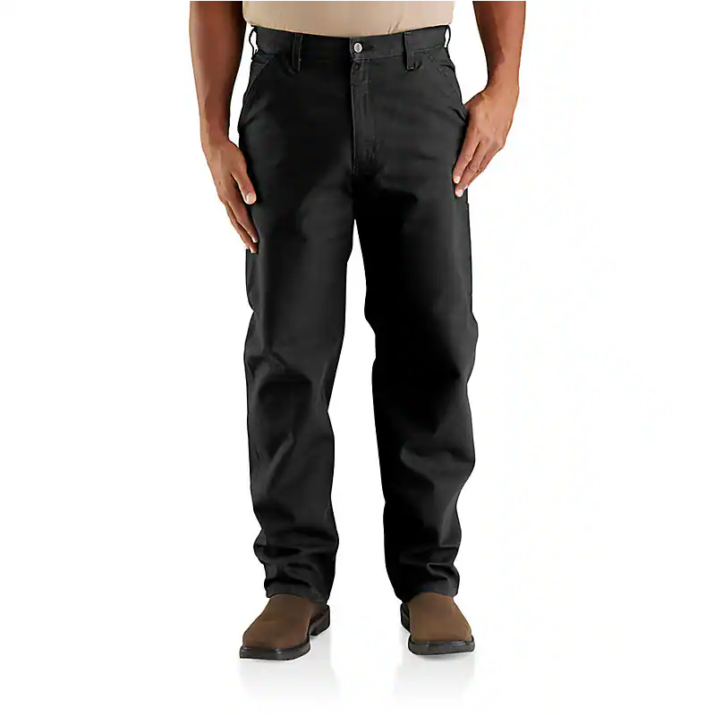 LOOSE STRAIGHT WASHED DUCK DUNGAREE WORK PANTS - BLACK