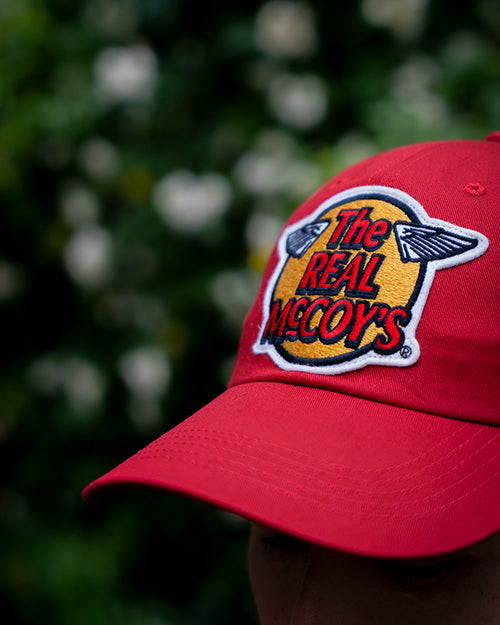 MA23001 THE REAL MCCOY'S LOGO BASEBALL CAP - RED