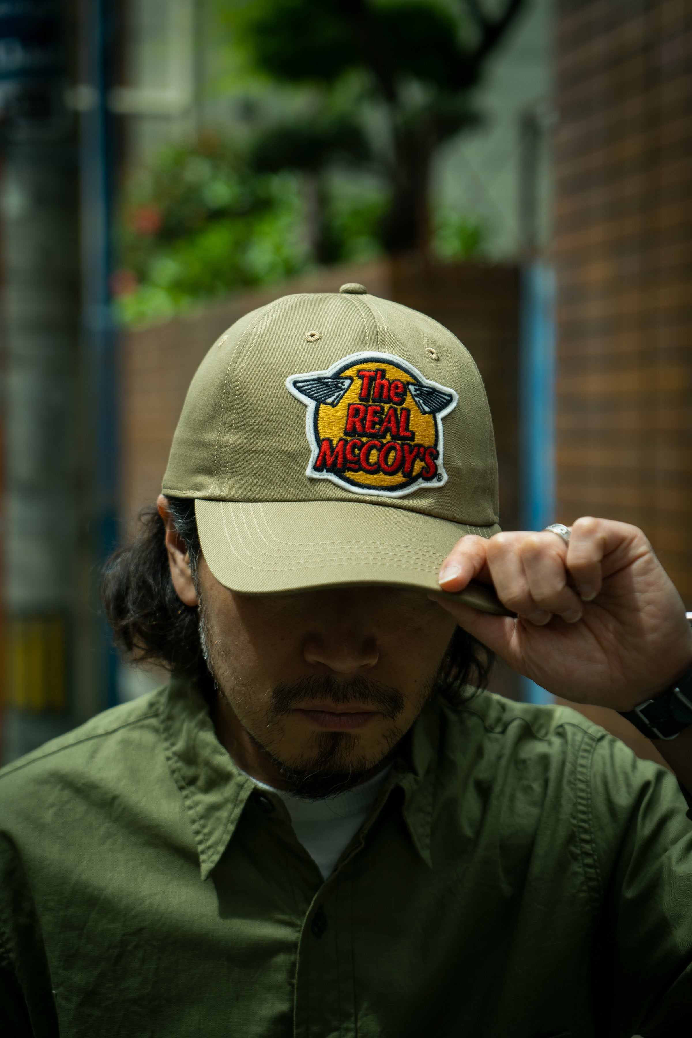 MA23001 THE REAL McCOY'S LOGO BASEBALL CAP - KHAKI