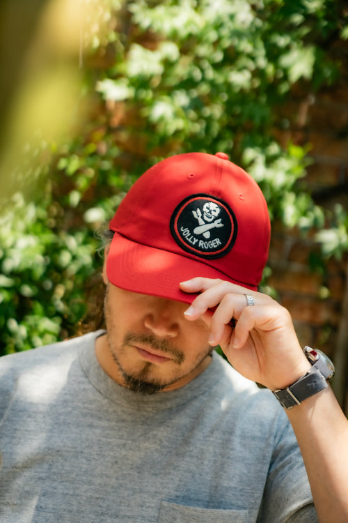 MA25003 BASEBALL CAP / JOLLY ROGER - RED