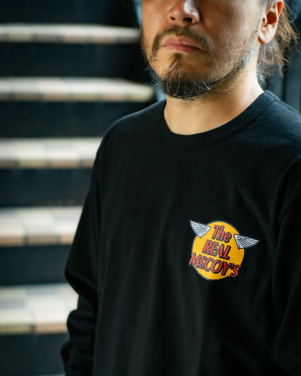 MC24003 THE REAL McCOY'S LOGO TEE L/S - BLACK