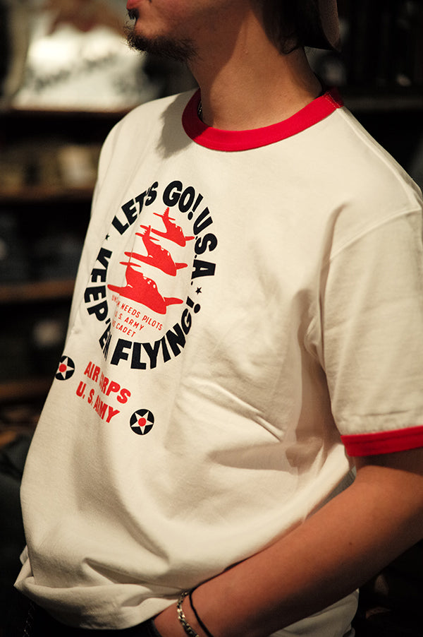 MC26012 MILITARY TEE / KEEP EM' FLYING - WHITExRED
