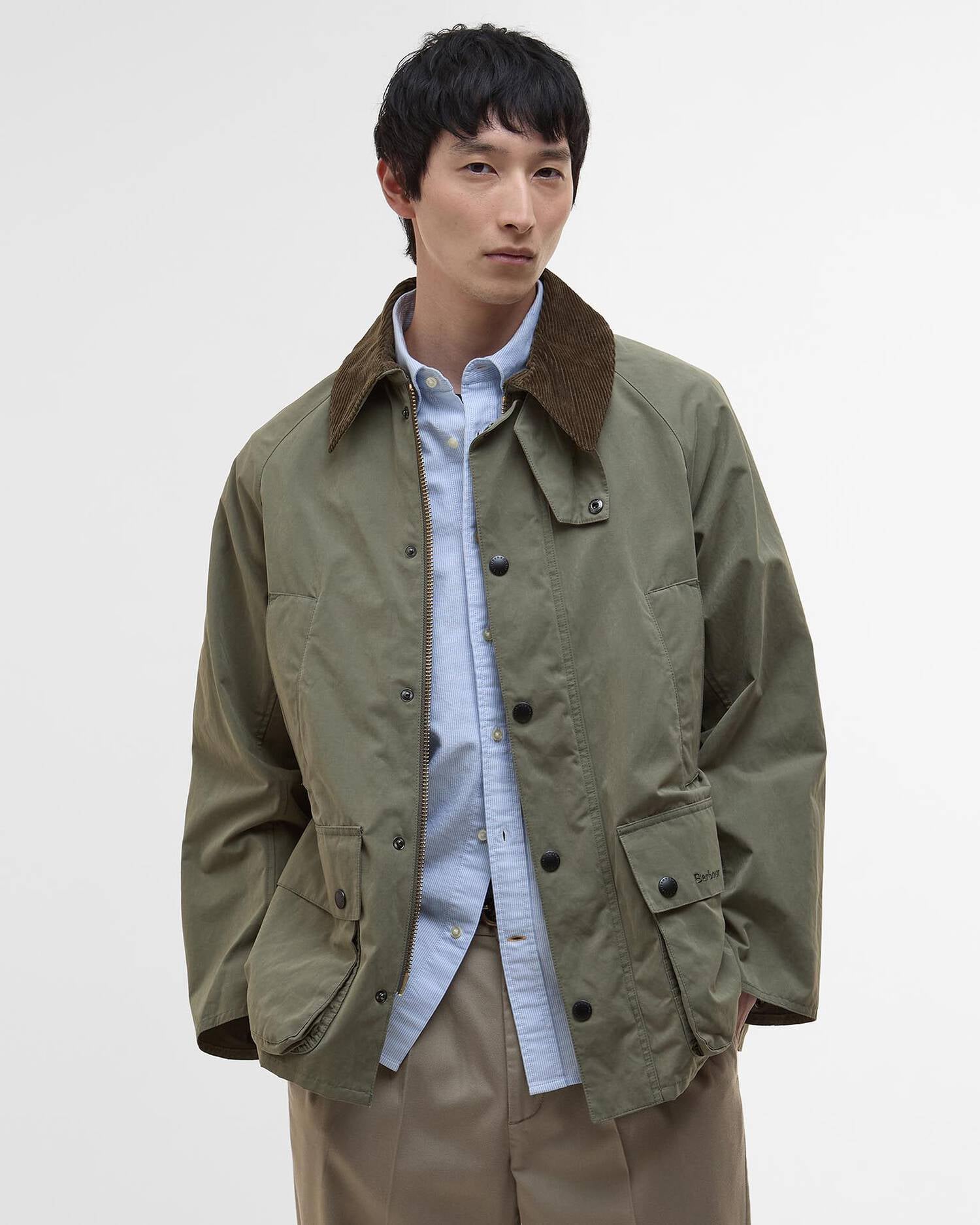 OS PEACHED BEDALE CASUAL JACKET - FERN