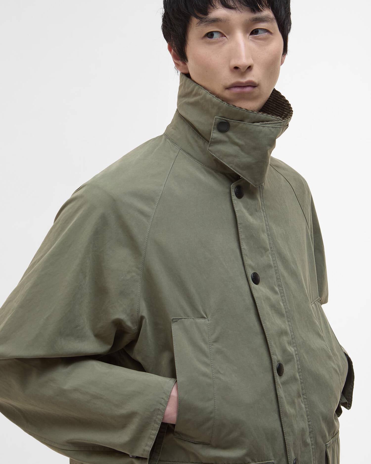 OS PEACHED BEDALE CASUAL JACKET - FERN