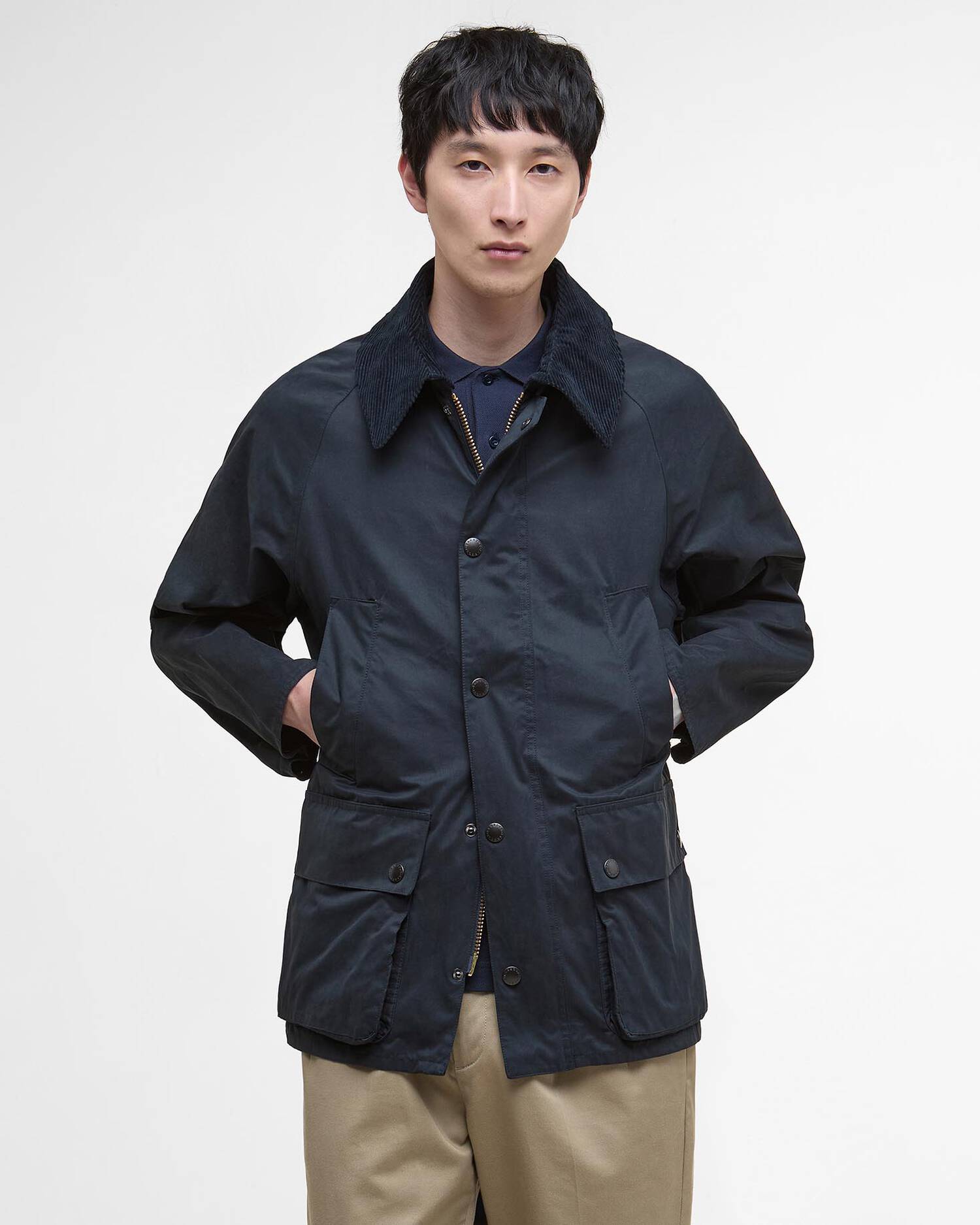 OS PEACHED BEDALE CASUAL JACKET - NAVY