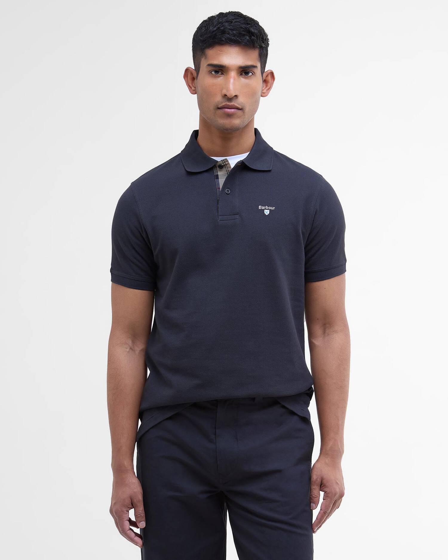 TARTAN PIQUE POLO SHIRT - NAVY/DRESS