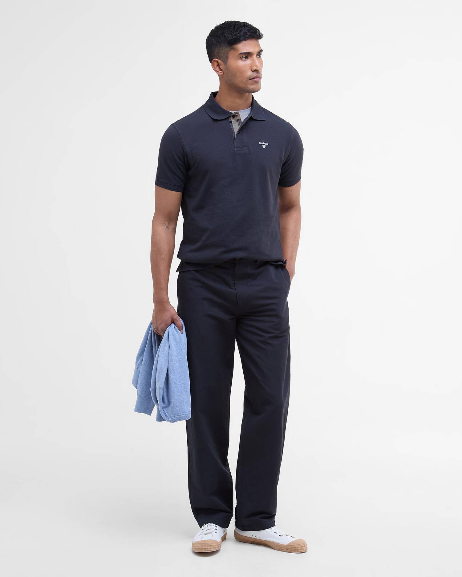 TARTAN PIQUE POLO SHIRT - NAVY/DRESS