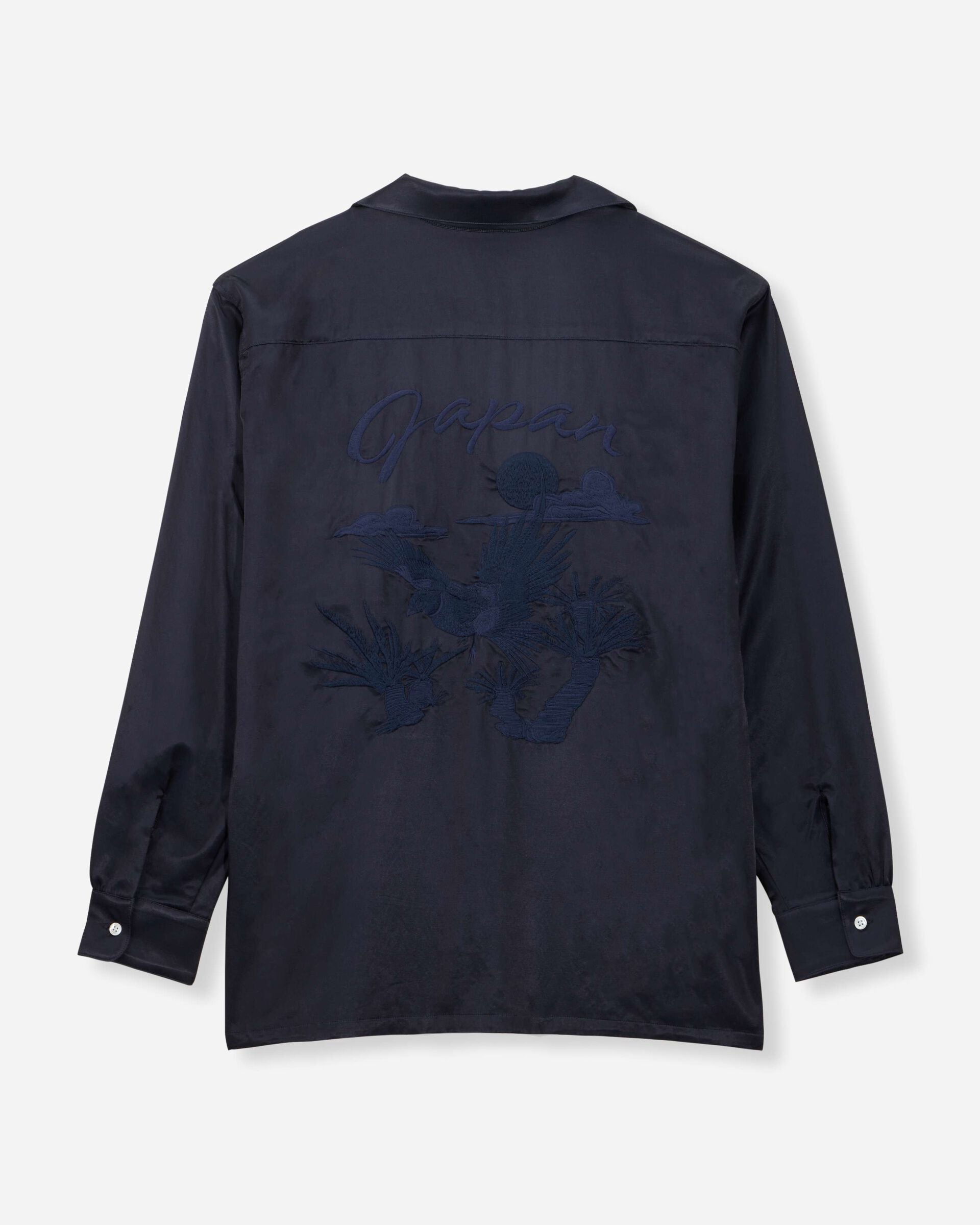 MMLS6007 SATIN SOUVENIR L/S SHIRT - NAVY