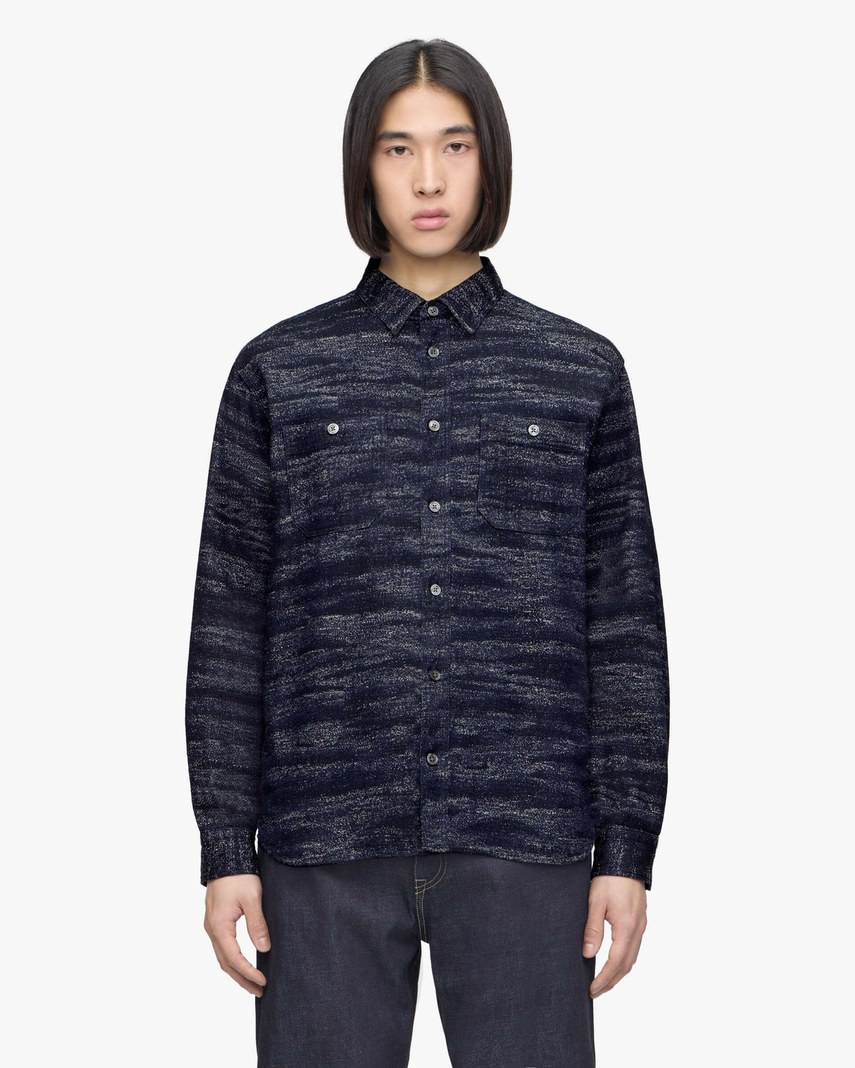 MMLS6013 JACQUARD SHIRT - INDIGO