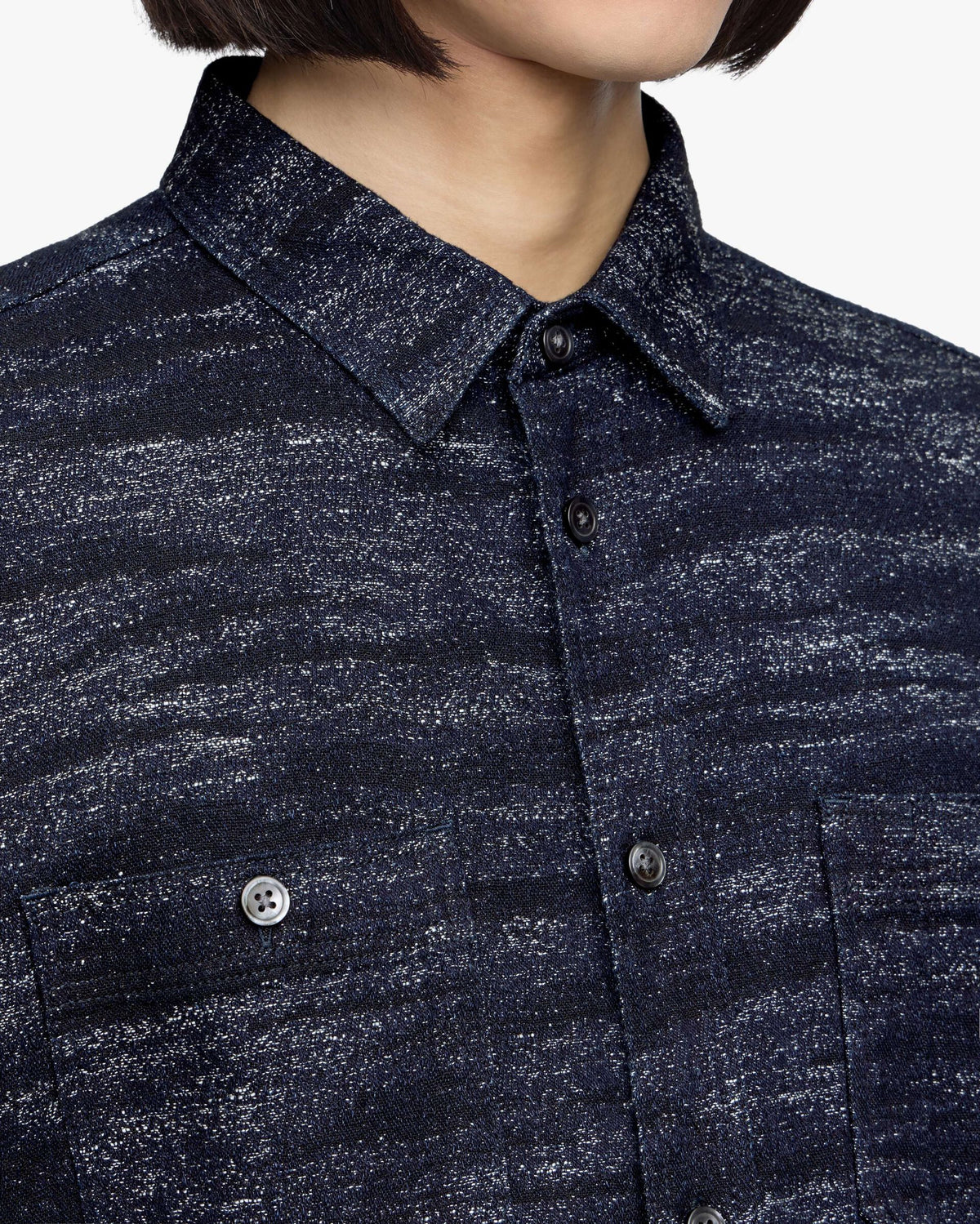 MMLS6013 JACQUARD SHIRT - INDIGO