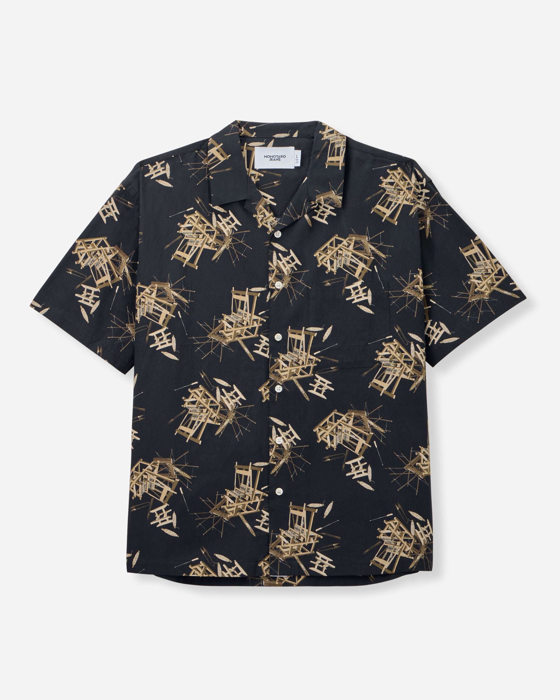 MMSS6004 COTTON/RAYON S/S SHIRT - BLACK