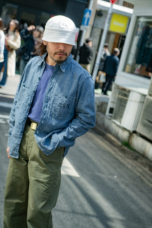 MS25004 U.S. NAVY CHAMBRAY SHIRT L/S (MODIFY) / USN - LIGHT BLUE