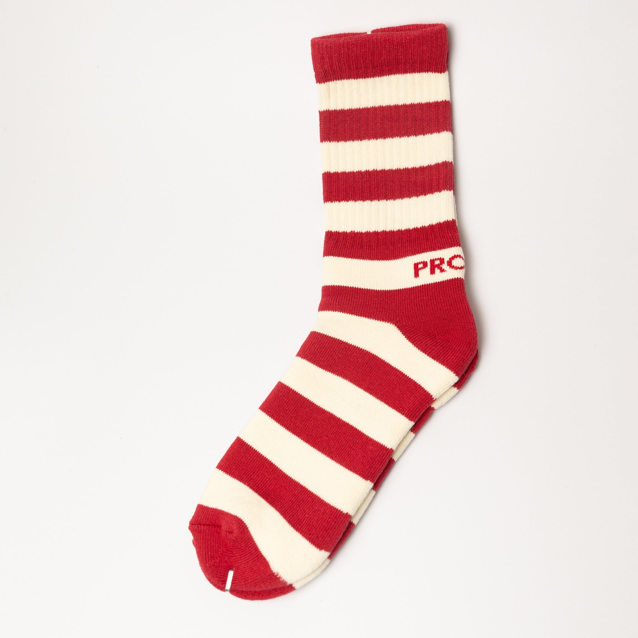 NATURAL STRIPE SOCKS  - BLOOD RED