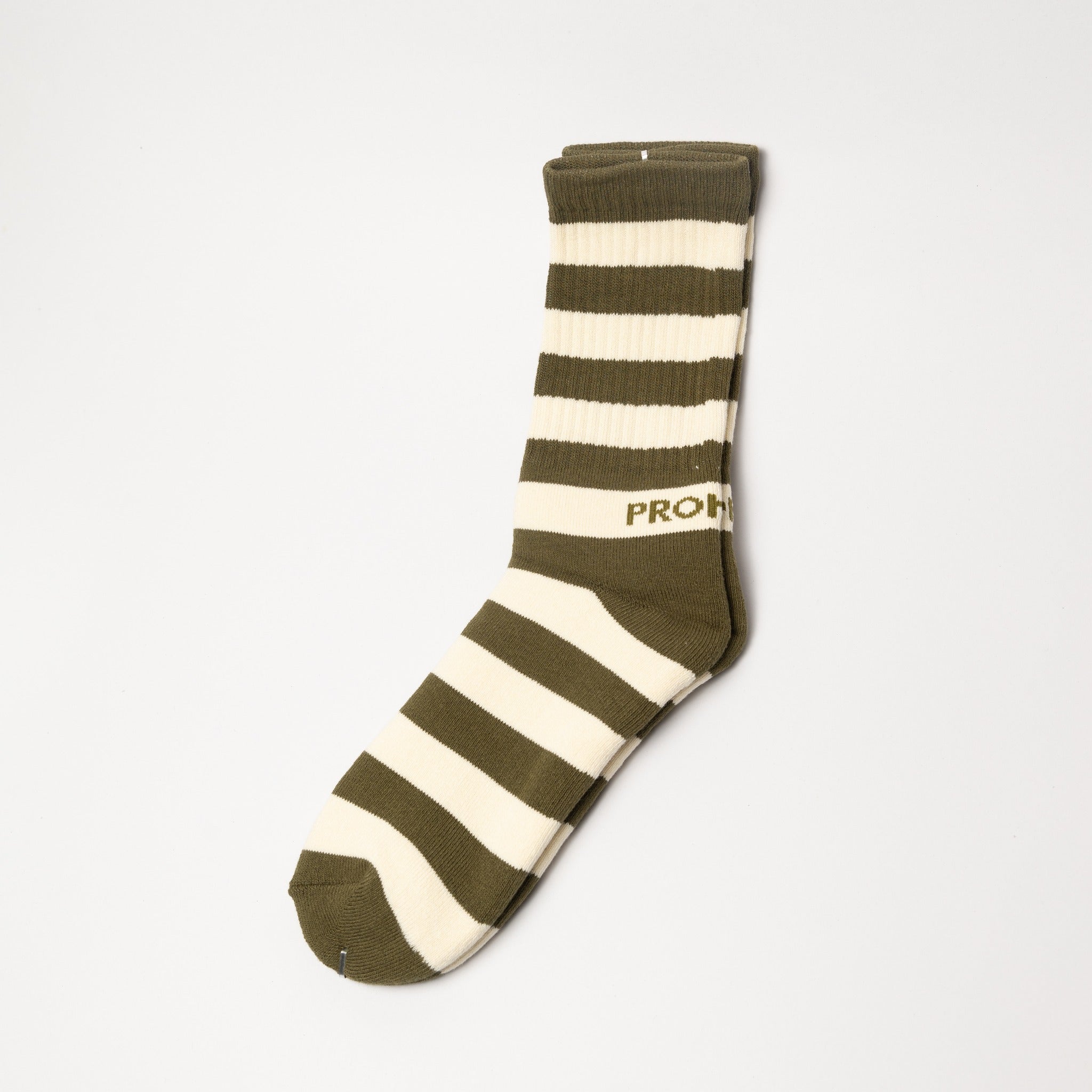 NATURAL STRIPE SOCKS  - FOREST GREEN