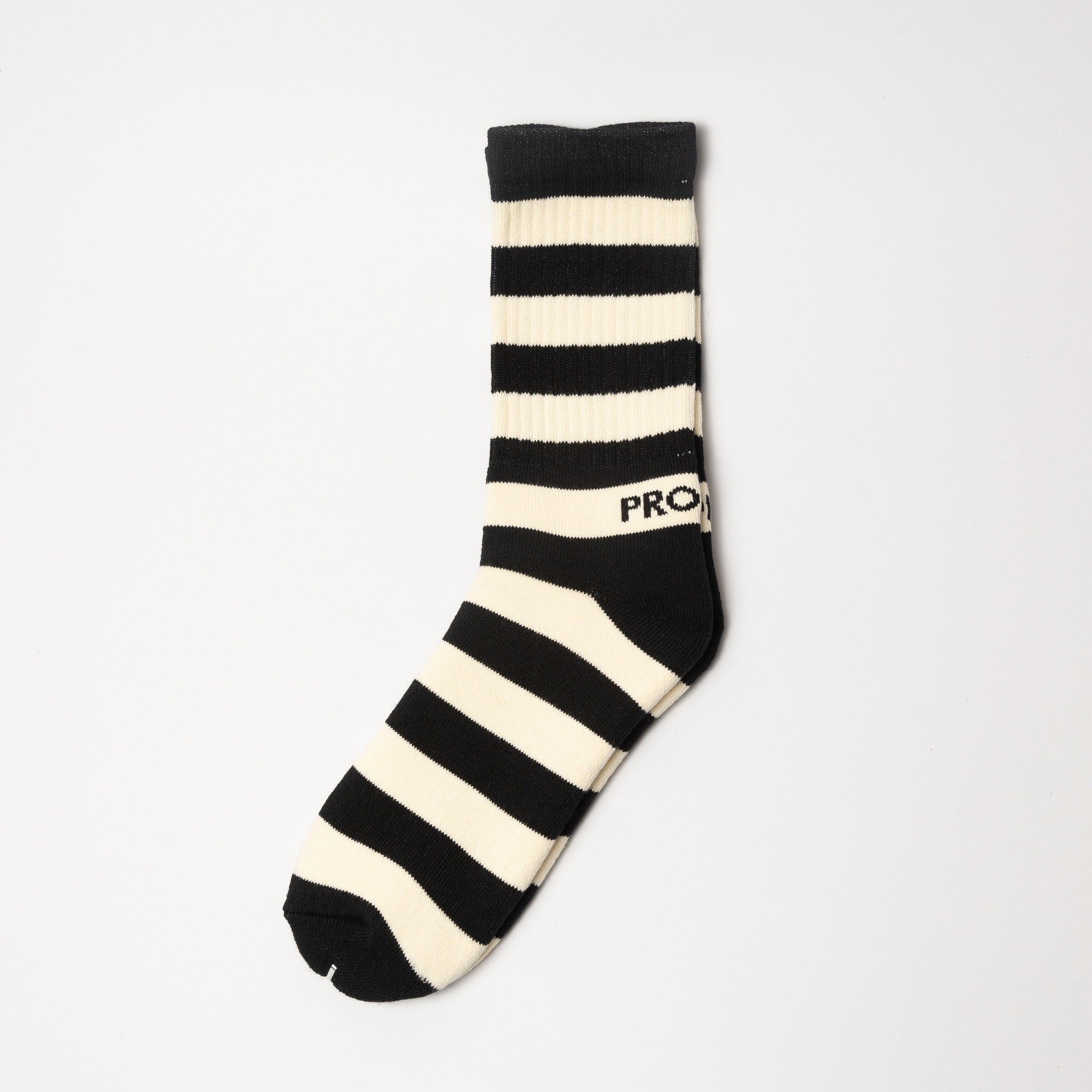 NATURAL STRIPE SOCKS  - SOLID BLACK