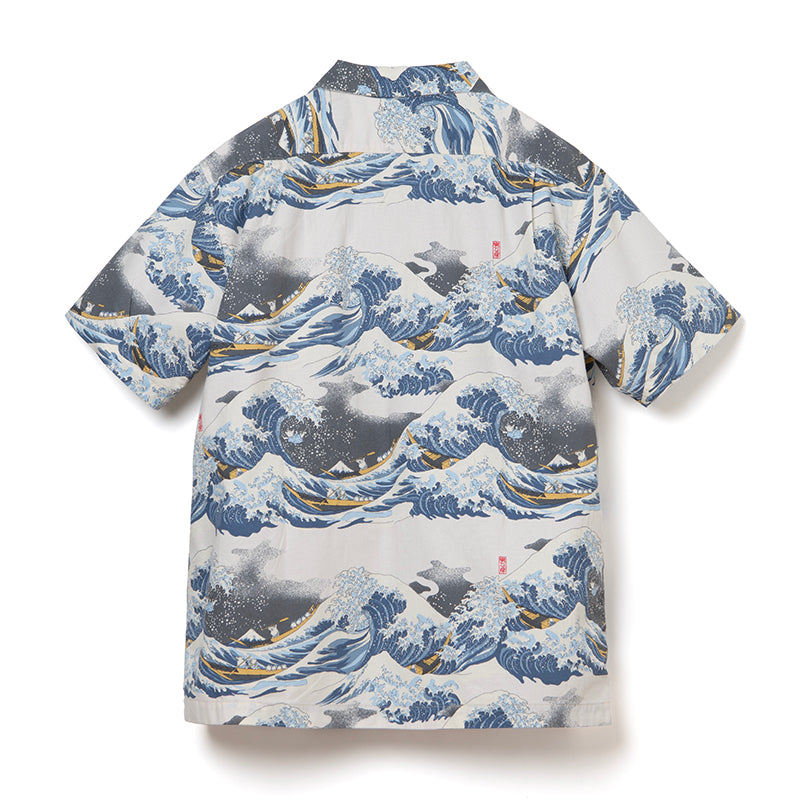 SP-092 45TH THIRTY-SIX VIEWS OF MT. FUJI ALOHA SHIRT - IVORY