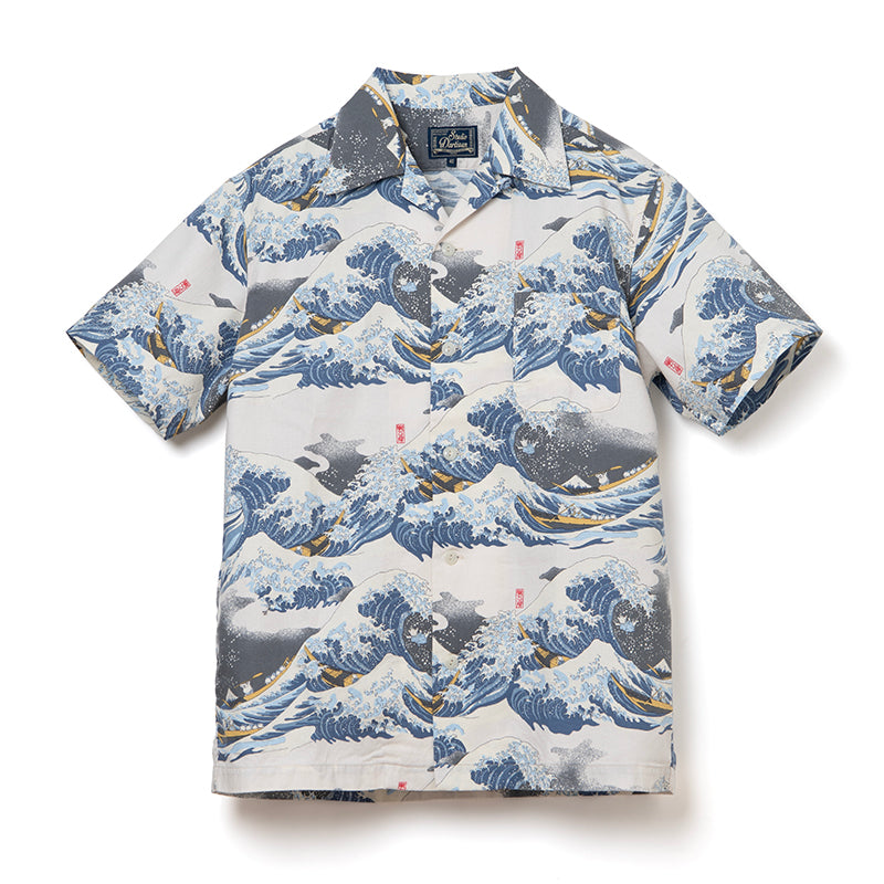 SP-092 45TH THIRTY-SIX VIEWS OF MT. FUJI ALOHA SHIRT - IVORY