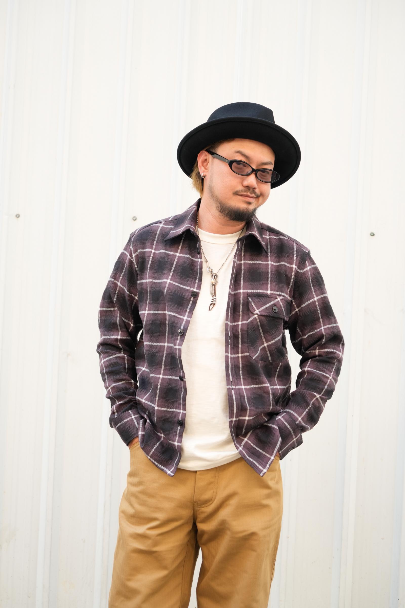 Open Collar Shirt - Brown Plaid